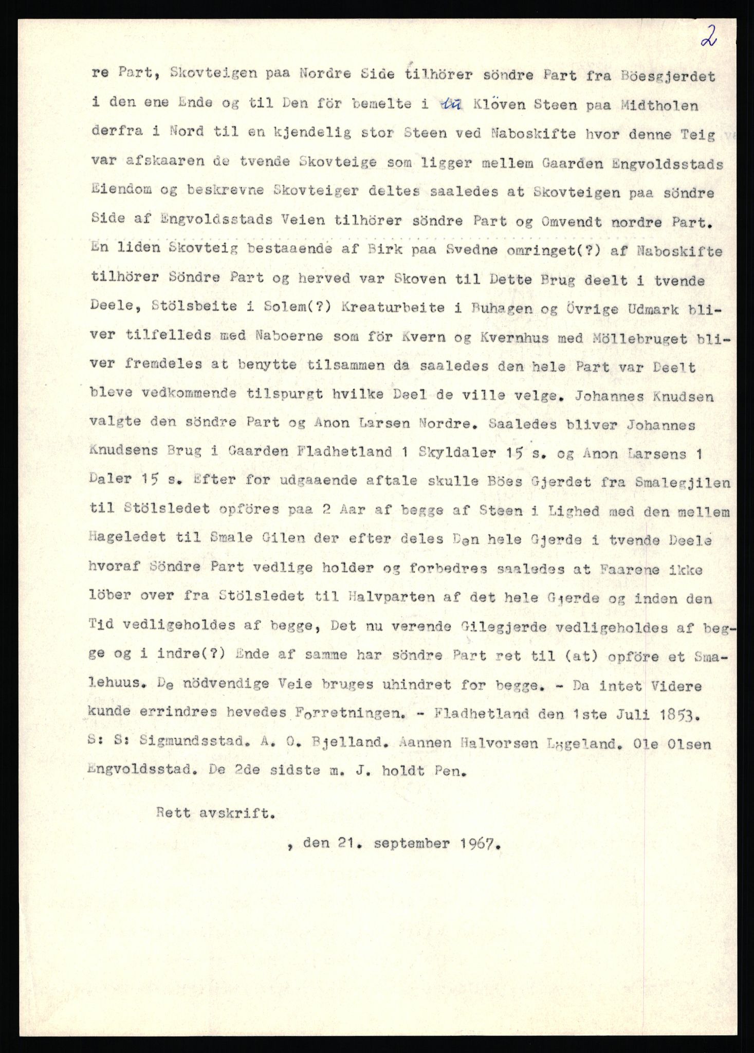 Statsarkivet i Stavanger, AV/SAST-A-101971/03/Y/Yj/L0021: Avskrifter sortert etter gårdsnavn: Fiveland - Fosen, 1750-1930, p. 281