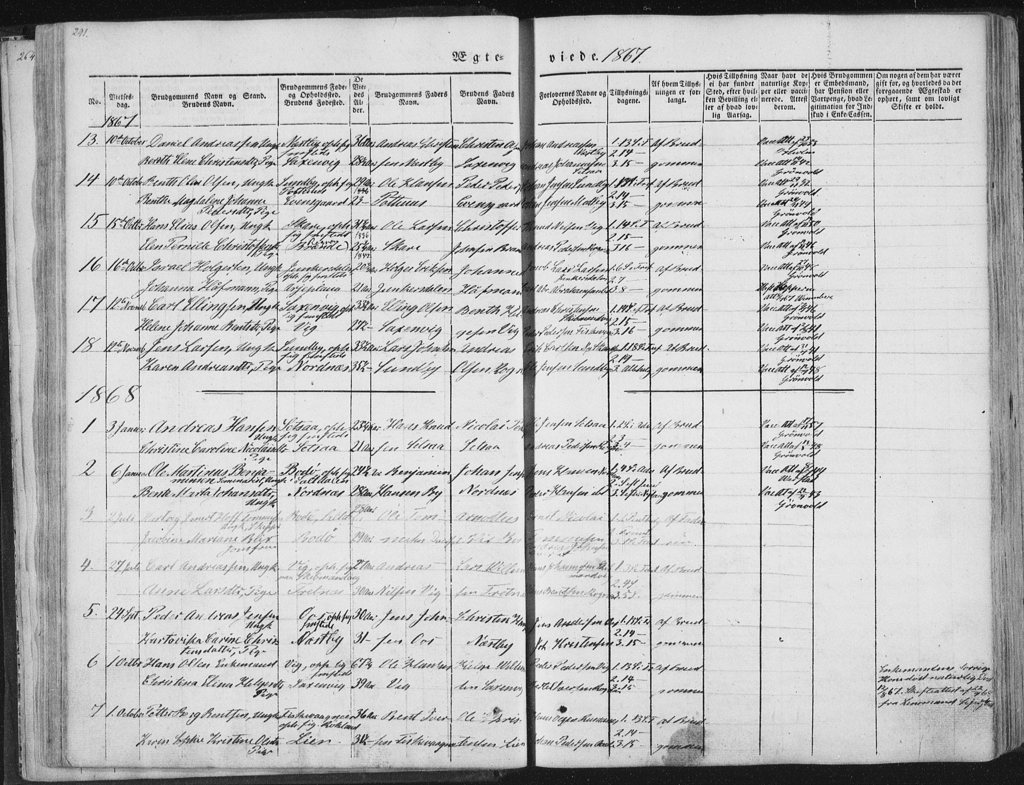 Ministerialprotokoller, klokkerbøker og fødselsregistre - Nordland, SAT/A-1459/847/L0667: Parish register (official) no. 847A07, 1842-1871, p. 291