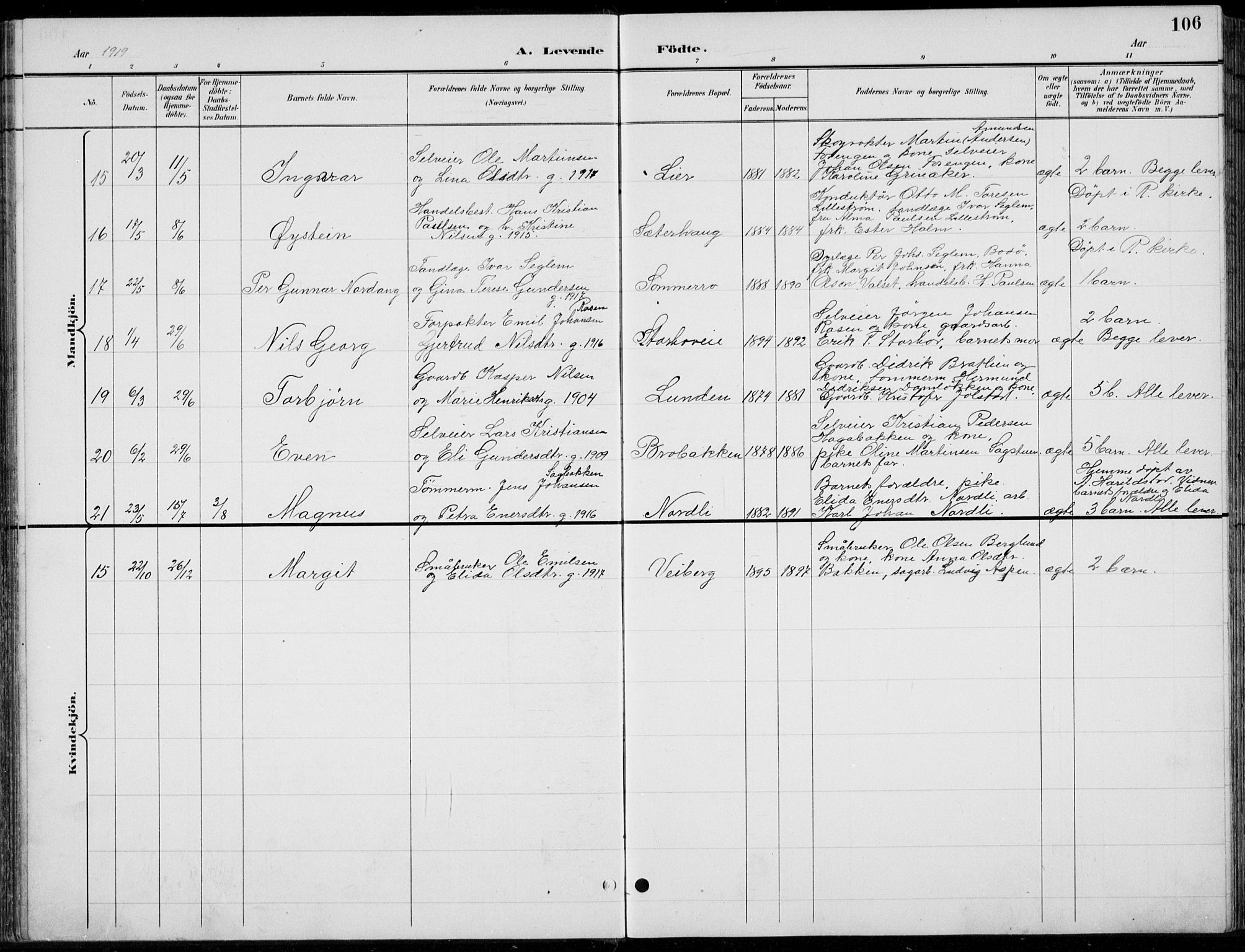 Romedal prestekontor, AV/SAH-PREST-004/L/L0013: Parish register (copy) no. 13, 1896-1937, p. 106