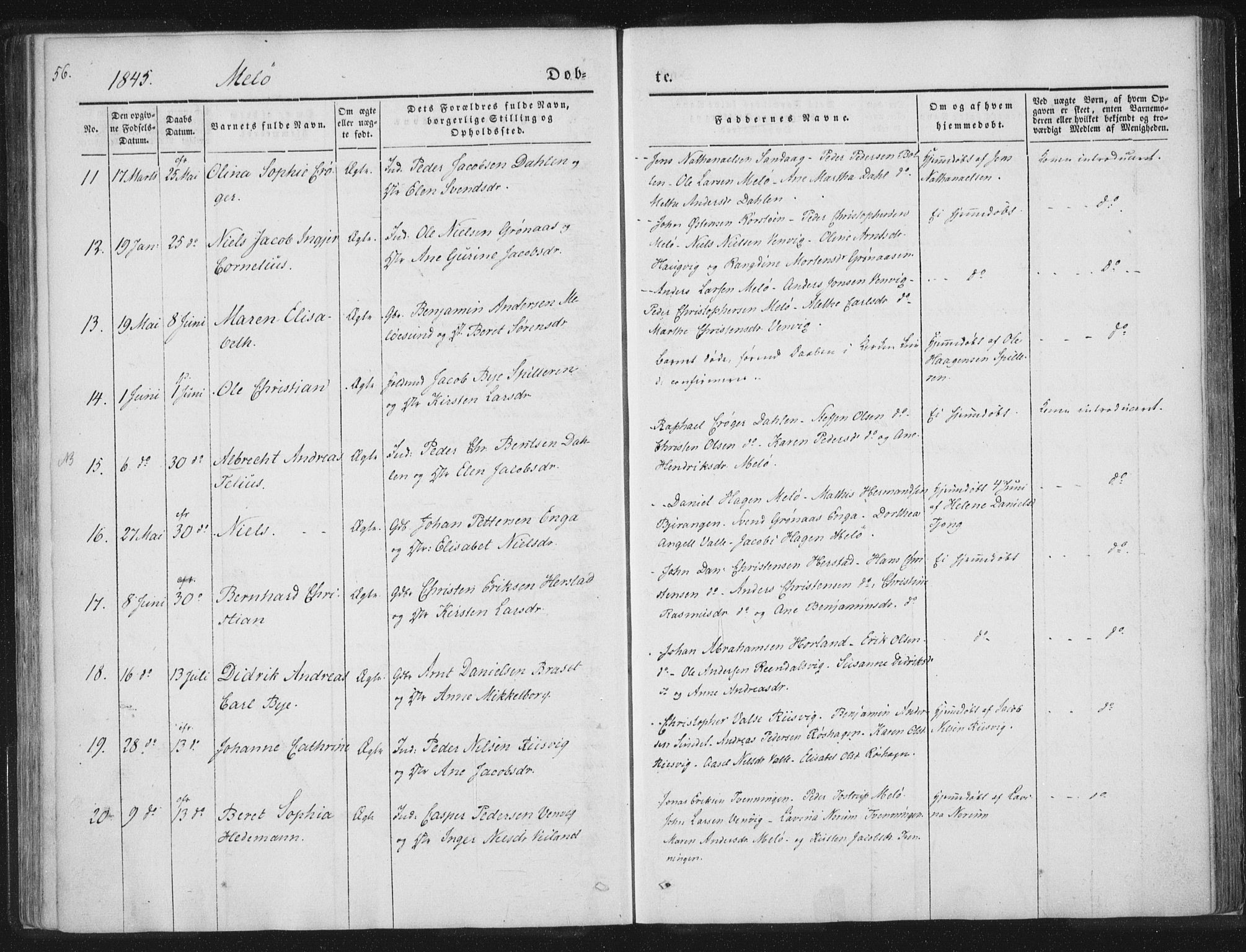 Ministerialprotokoller, klokkerbøker og fødselsregistre - Nordland, AV/SAT-A-1459/841/L0602: Parish register (official) no. 841A08 /2, 1845-1859, p. 56