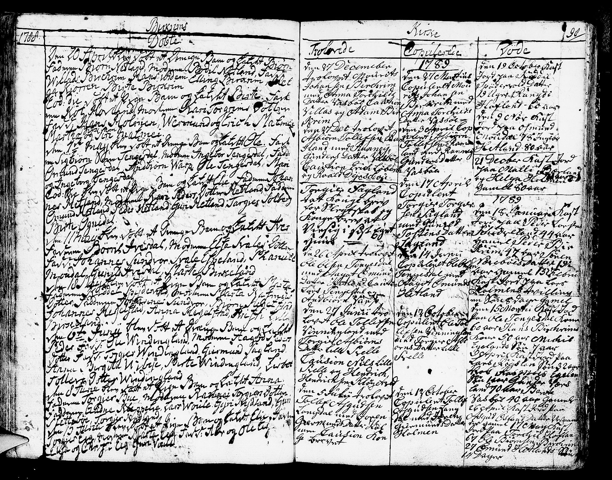 Helleland sokneprestkontor, AV/SAST-A-101810: Parish register (official) no. A 2 /2, 1762-1791, p. 98