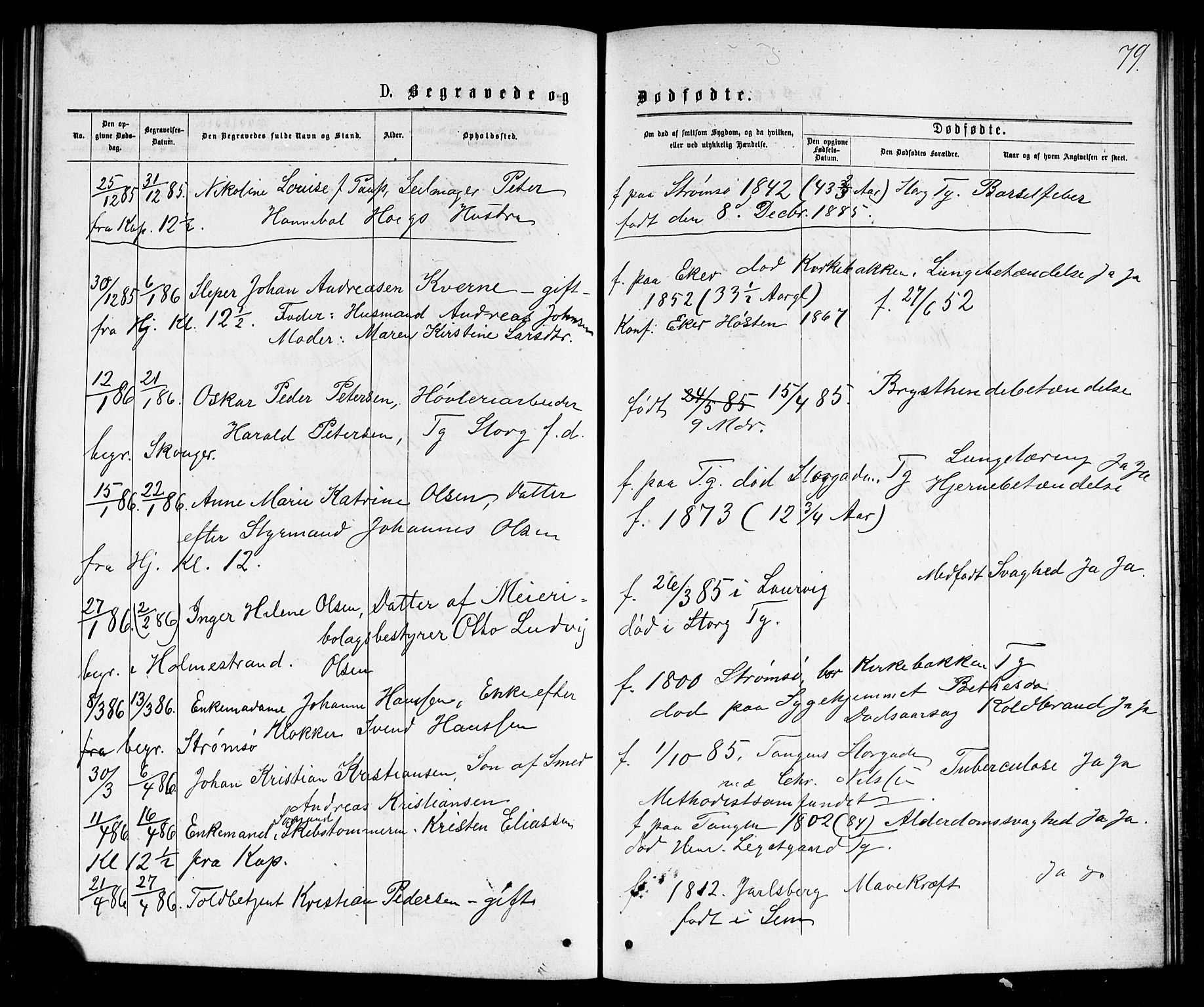 Strømsø kirkebøker, AV/SAKO-A-246/G/Ga/L0002: Parish register (copy) no. 2, 1877-1896, p. 79