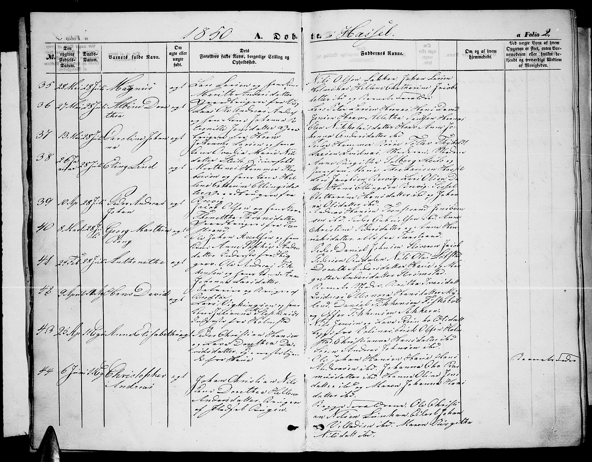 Ministerialprotokoller, klokkerbøker og fødselsregistre - Nordland, AV/SAT-A-1459/888/L1265: Parish register (copy) no. 888C03, 1850-1863, p. 2