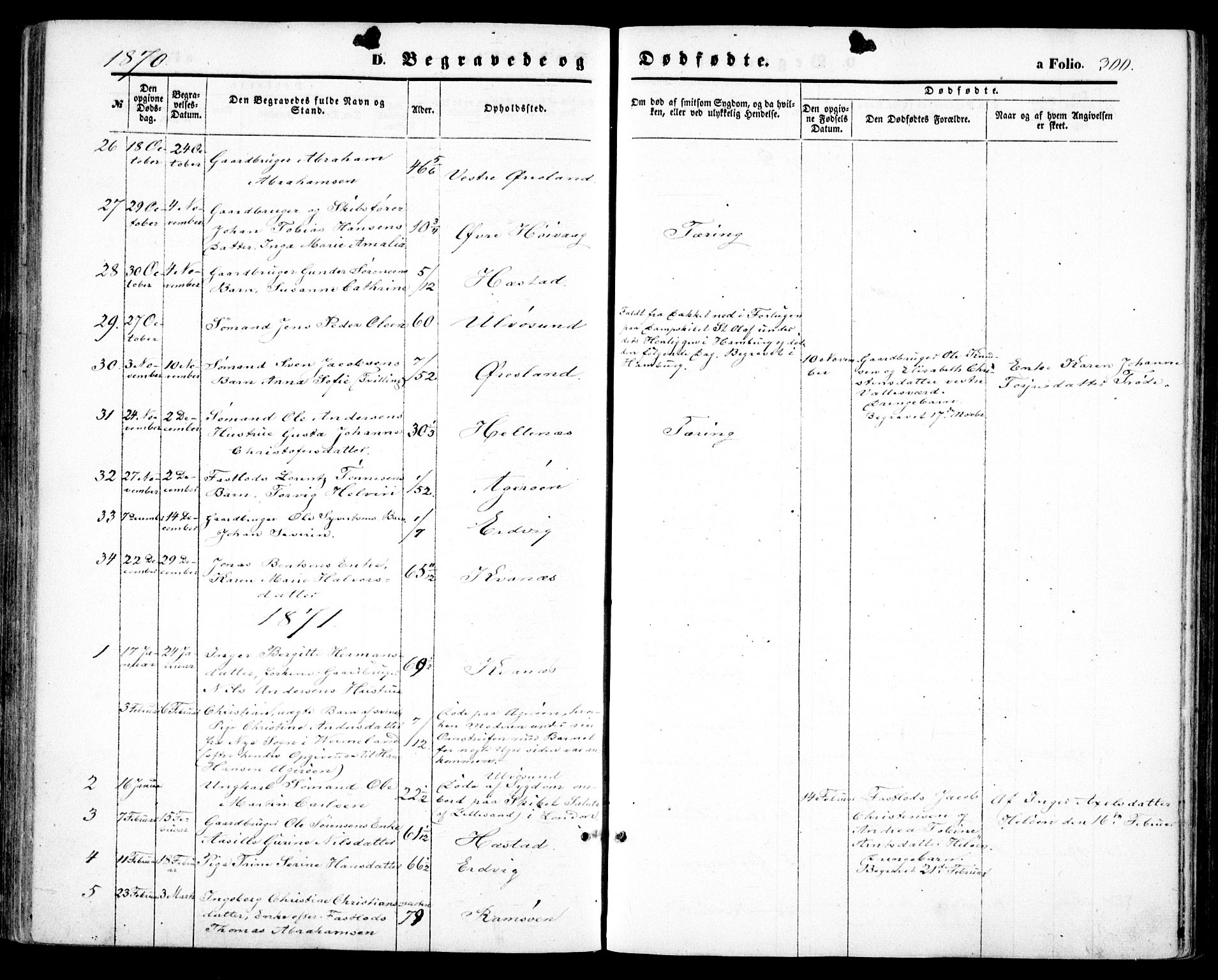 Høvåg sokneprestkontor, SAK/1111-0025/F/Fa/L0004: Parish register (official) no. A 4, 1859-1877, p. 300