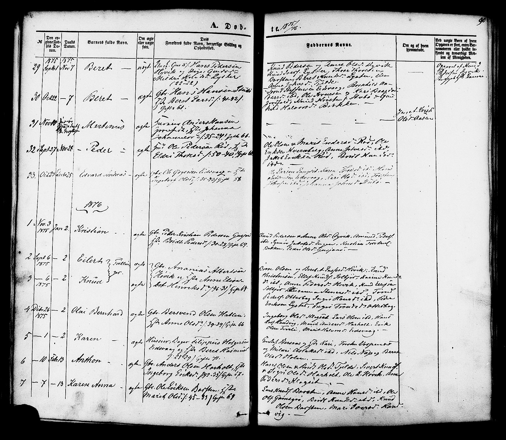 Ministerialprotokoller, klokkerbøker og fødselsregistre - Møre og Romsdal, SAT/A-1454/551/L0625: Parish register (official) no. 551A05, 1846-1879, p. 90