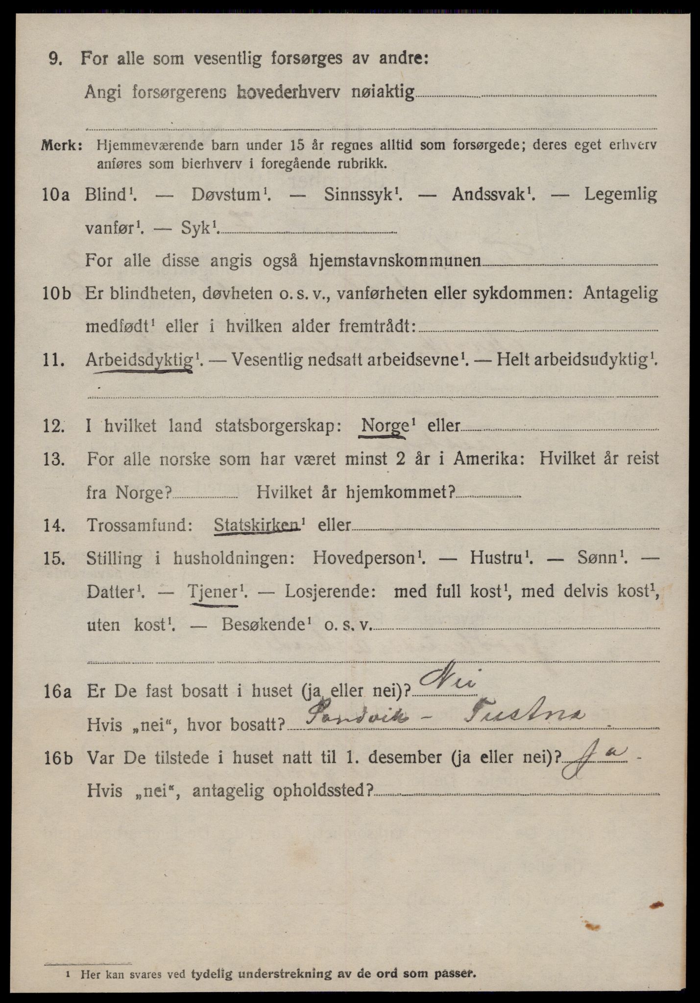 SAT, 1920 census for Tustna, 1920, p. 1446