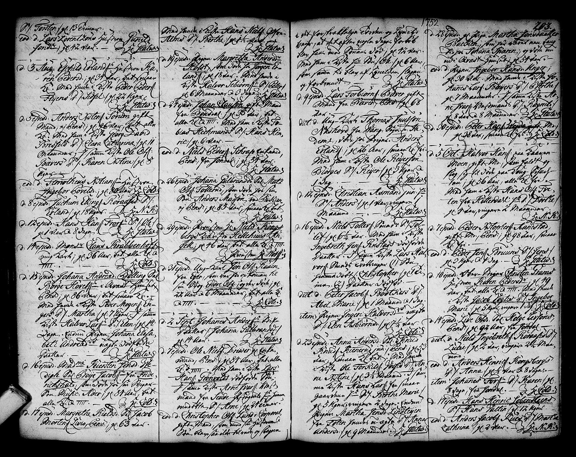 Kongsberg kirkebøker, SAKO/A-22/F/Fa/L0003: Parish register (official) no. I 3, 1744-1755, p. 203