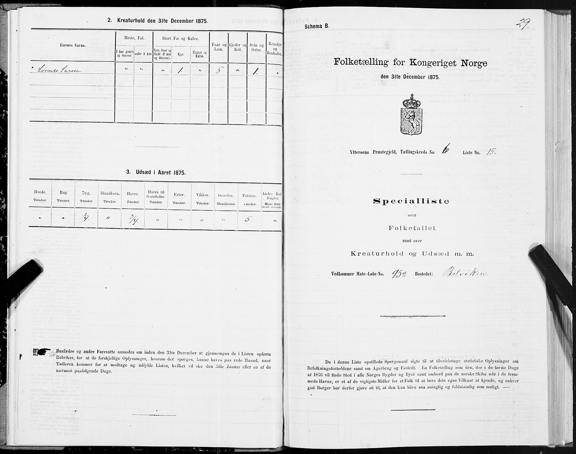 SAT, 1875 census for 1722P Ytterøy, 1875, p. 3029