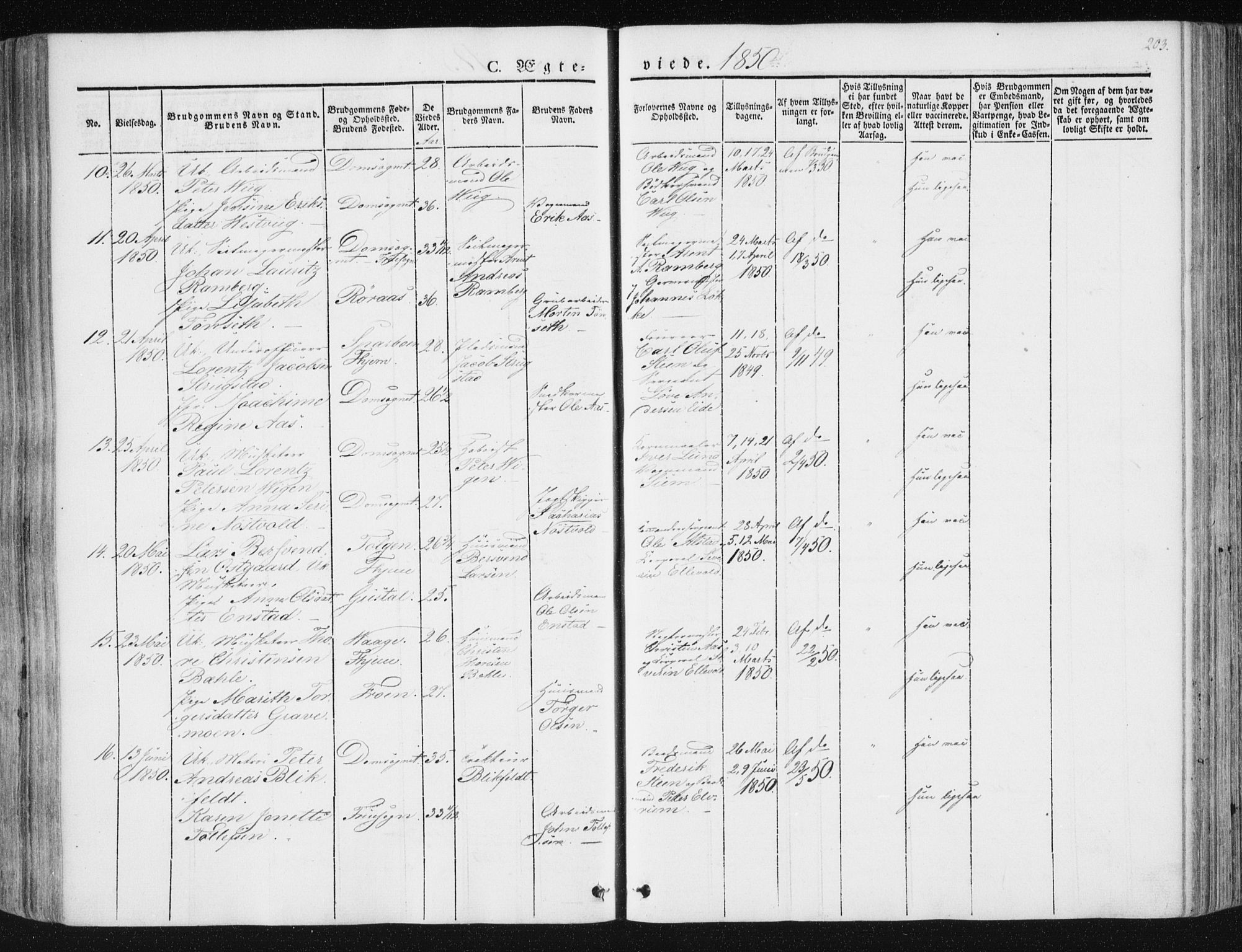 Ministerialprotokoller, klokkerbøker og fødselsregistre - Sør-Trøndelag, AV/SAT-A-1456/602/L0110: Parish register (official) no. 602A08, 1840-1854, p. 203