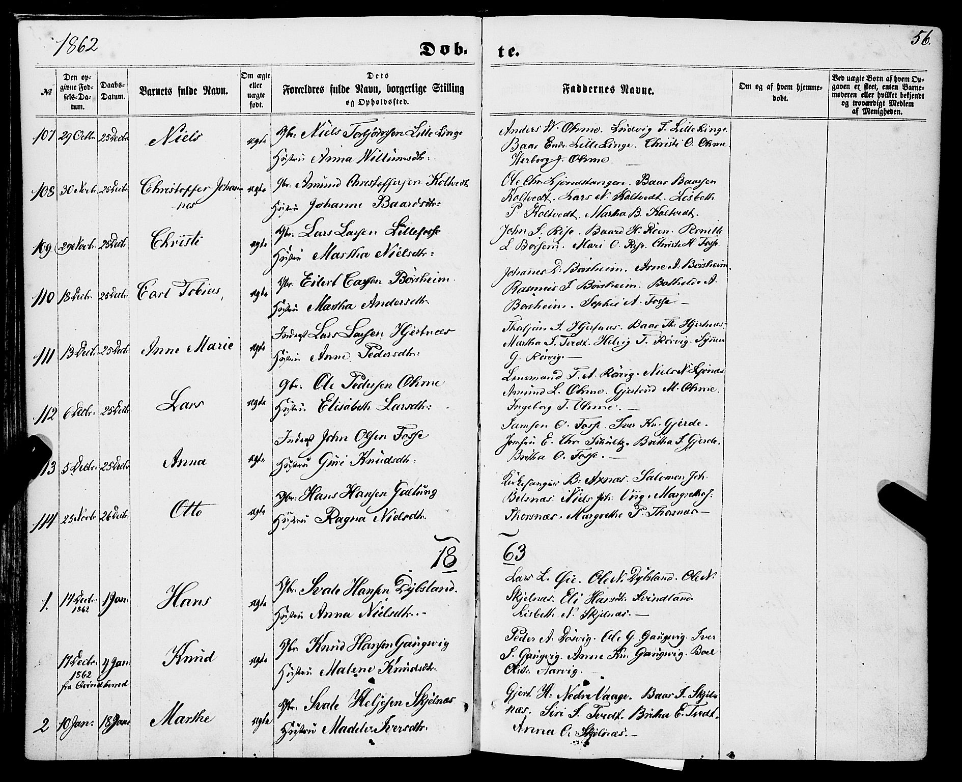 Strandebarm sokneprestembete, SAB/A-78401/H/Haa: Parish register (official) no. A 8, 1858-1872, p. 56