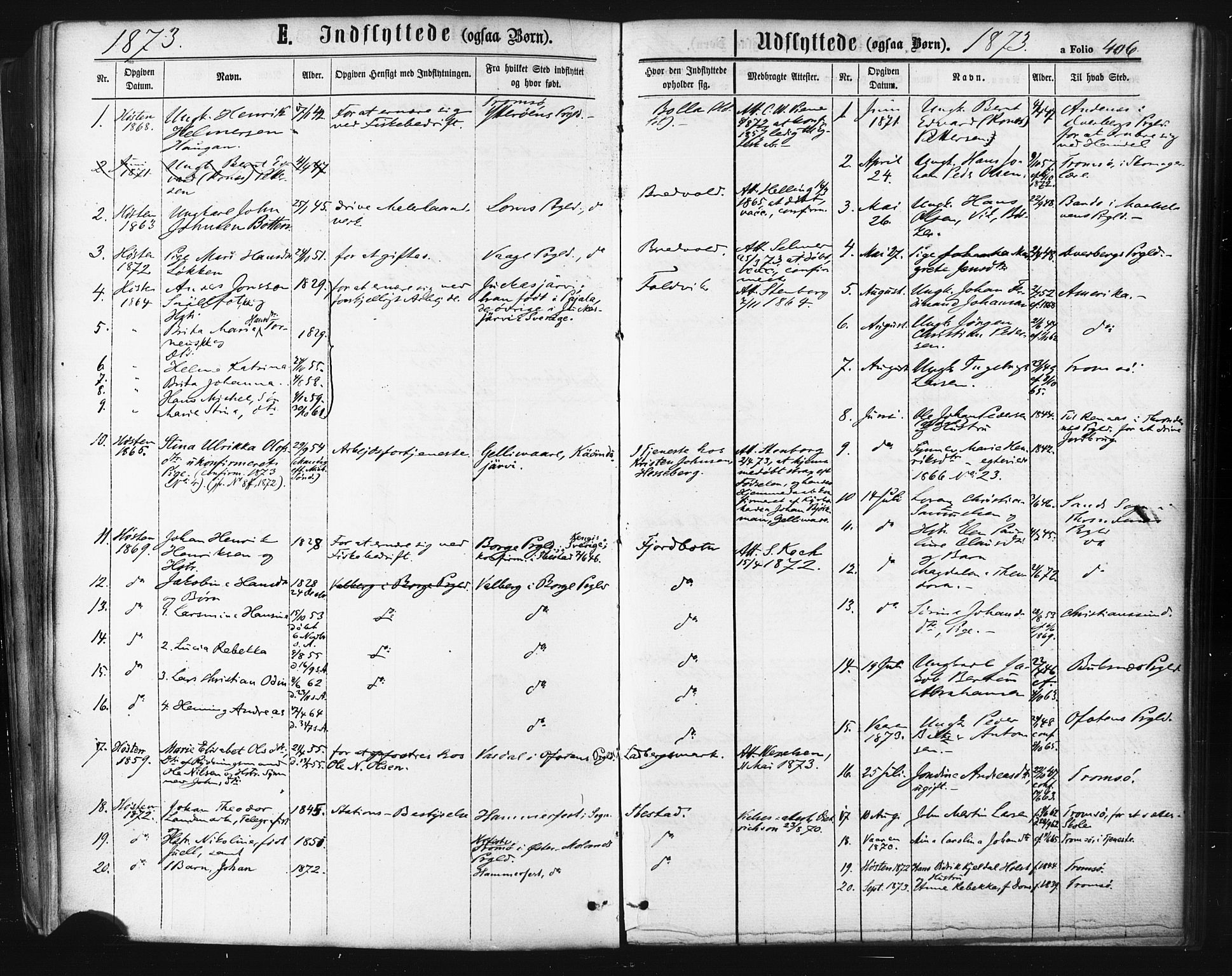 Ibestad sokneprestembete, SATØ/S-0077/H/Ha/Haa/L0010kirke: Parish register (official) no. 10, 1869-1879, p. 406