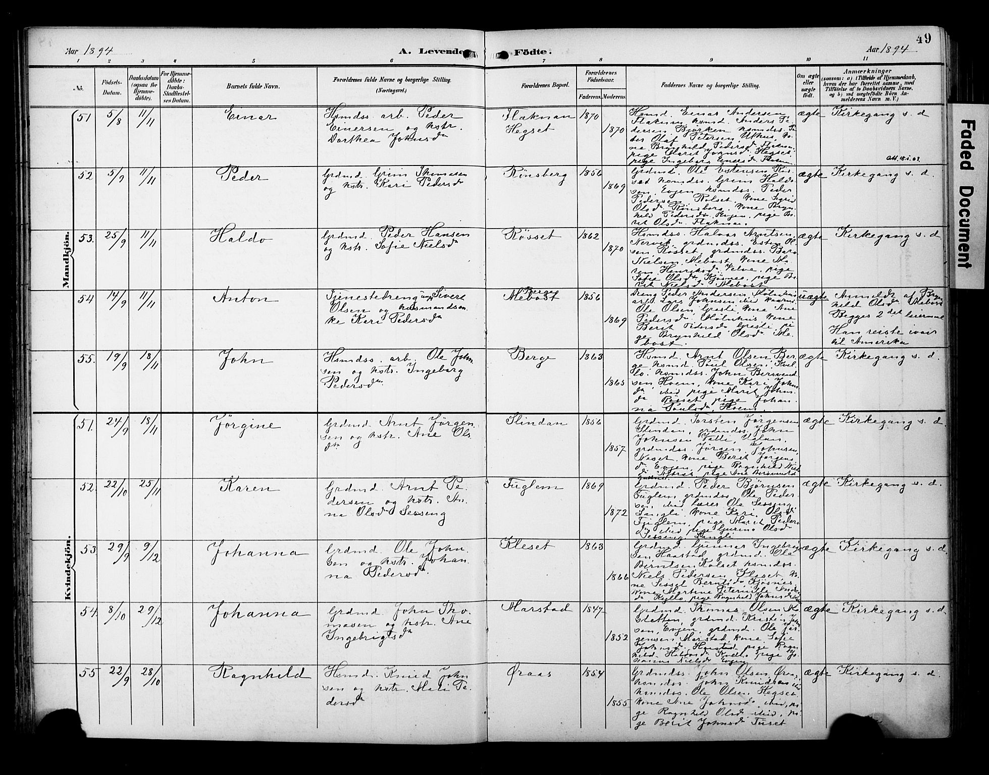 Ministerialprotokoller, klokkerbøker og fødselsregistre - Sør-Trøndelag, AV/SAT-A-1456/695/L1149: Parish register (official) no. 695A09, 1891-1902, p. 49