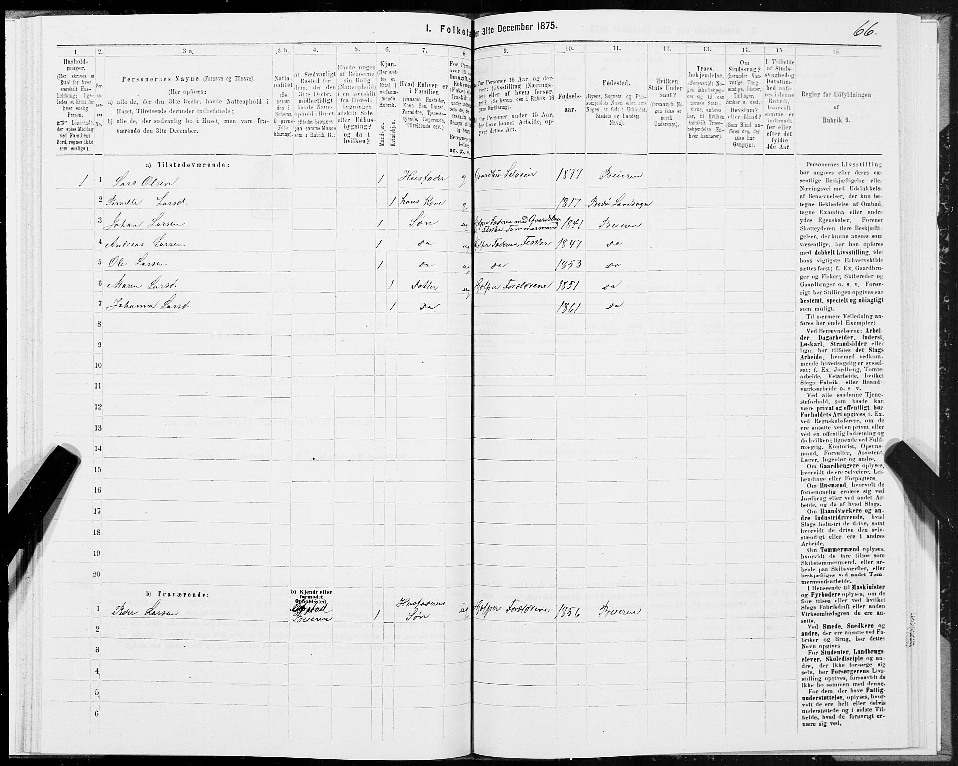 SAT, 1875 census for 1839P Beiarn, 1875, p. 1066