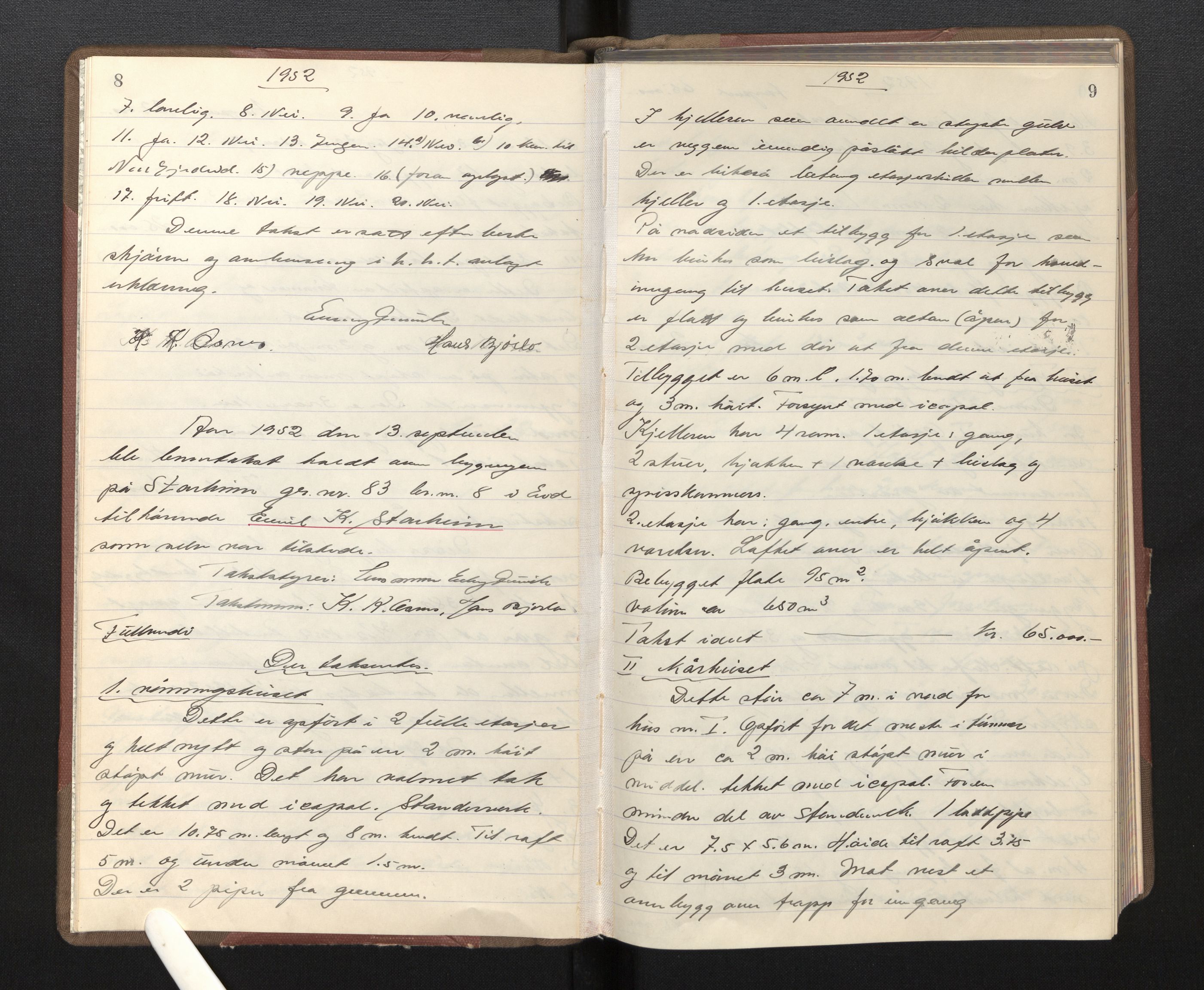 Lensmannen i Eid, AV/SAB-A-27001/0012/L0006: Branntakstprotokoll, 1952, p. 8-9