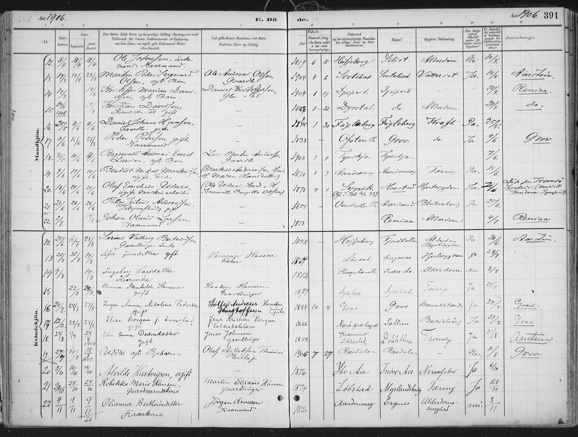 Ibestad sokneprestembete, SATØ/S-0077/H/Ha/Haa/L0017kirke: Parish register (official) no. 17, 1901-1914, p. 391