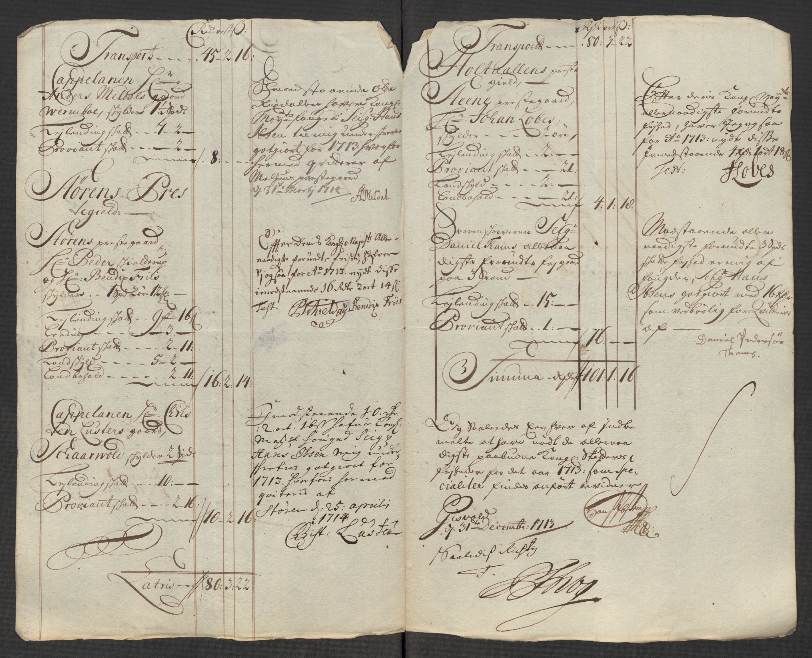 Rentekammeret inntil 1814, Reviderte regnskaper, Fogderegnskap, AV/RA-EA-4092/R60/L3964: Fogderegnskap Orkdal og Gauldal, 1713, p. 540