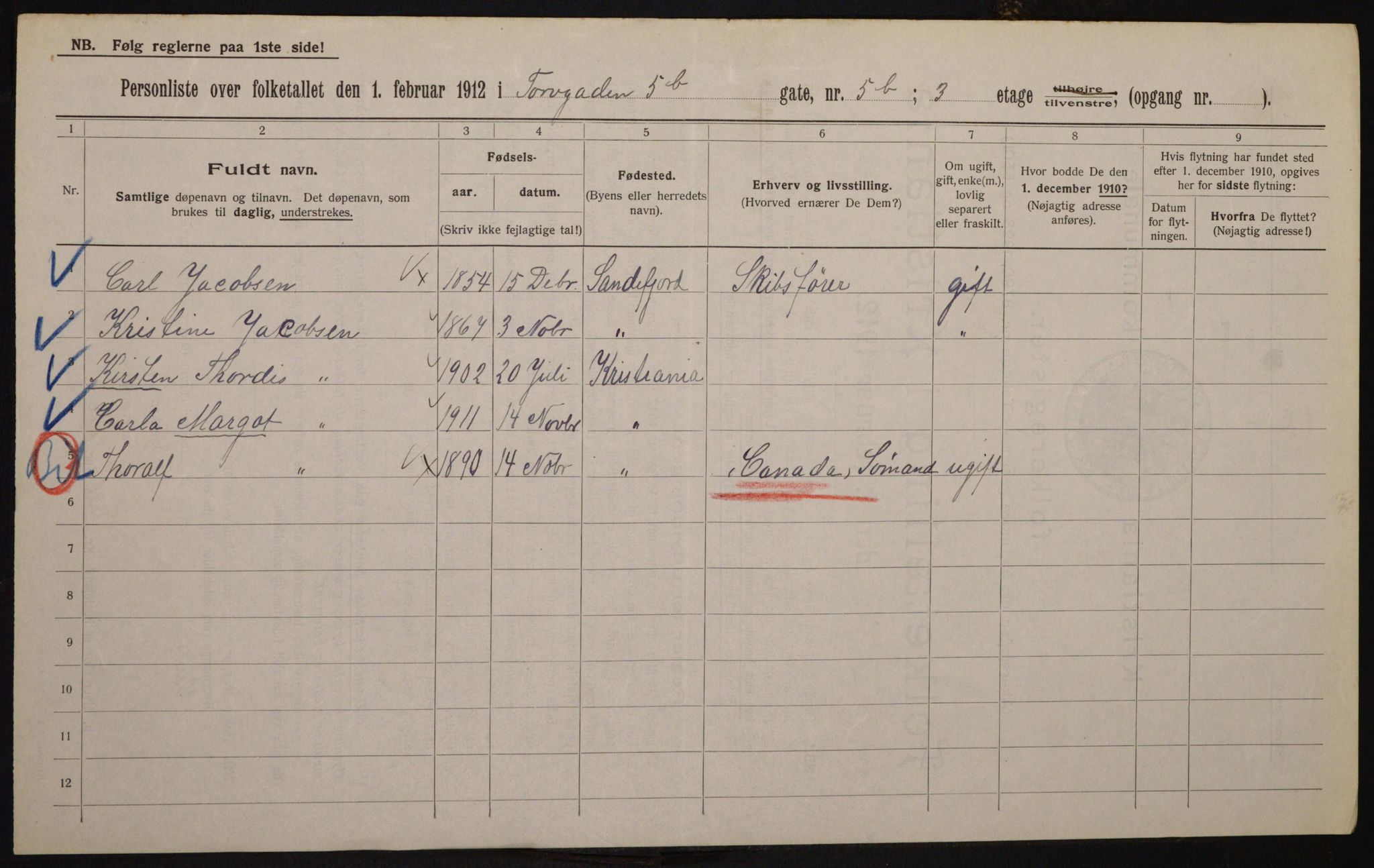 OBA, Municipal Census 1912 for Kristiania, 1912, p. 113908