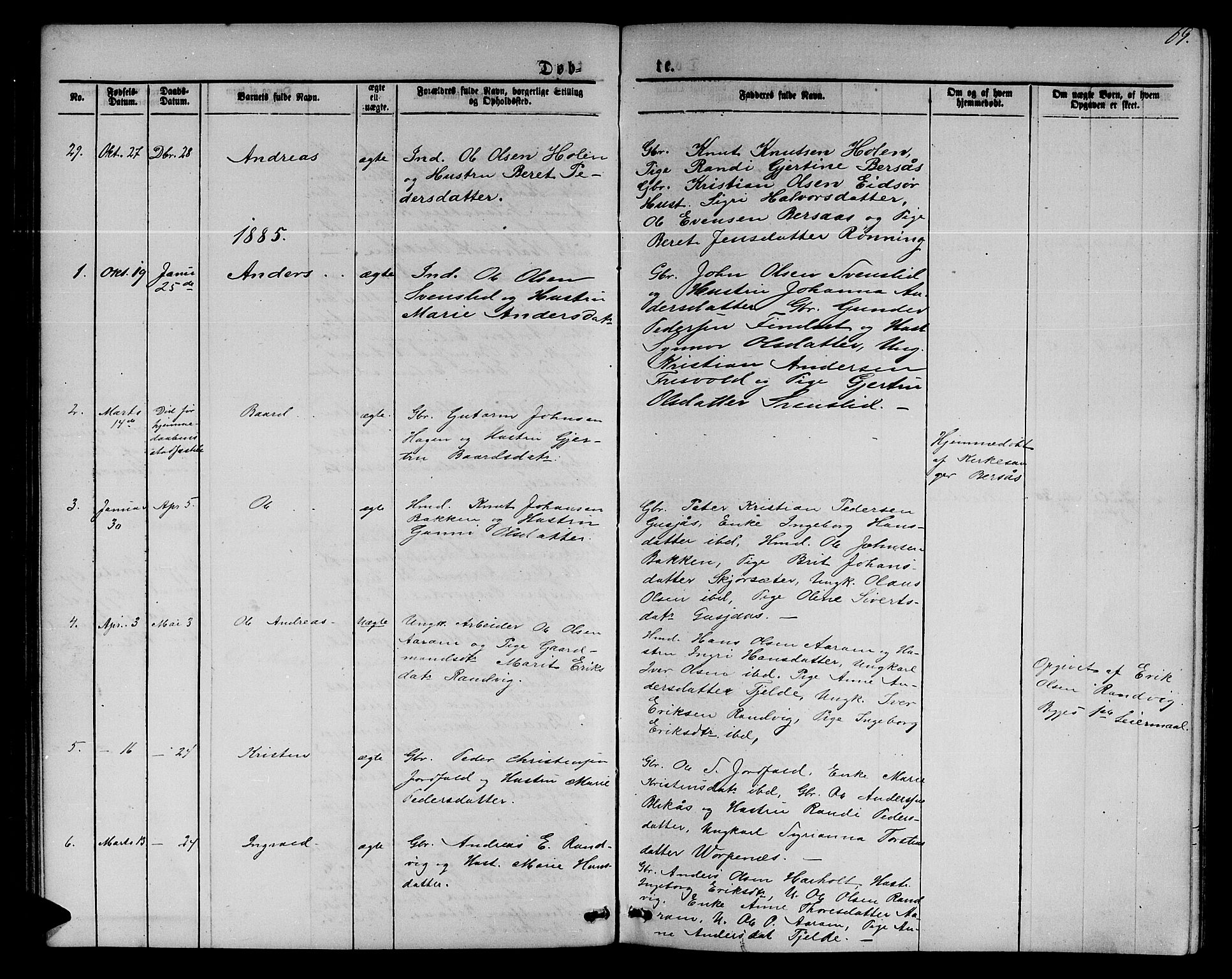 Ministerialprotokoller, klokkerbøker og fødselsregistre - Møre og Romsdal, SAT/A-1454/551/L0630: Parish register (copy) no. 551C02, 1867-1885, p. 69