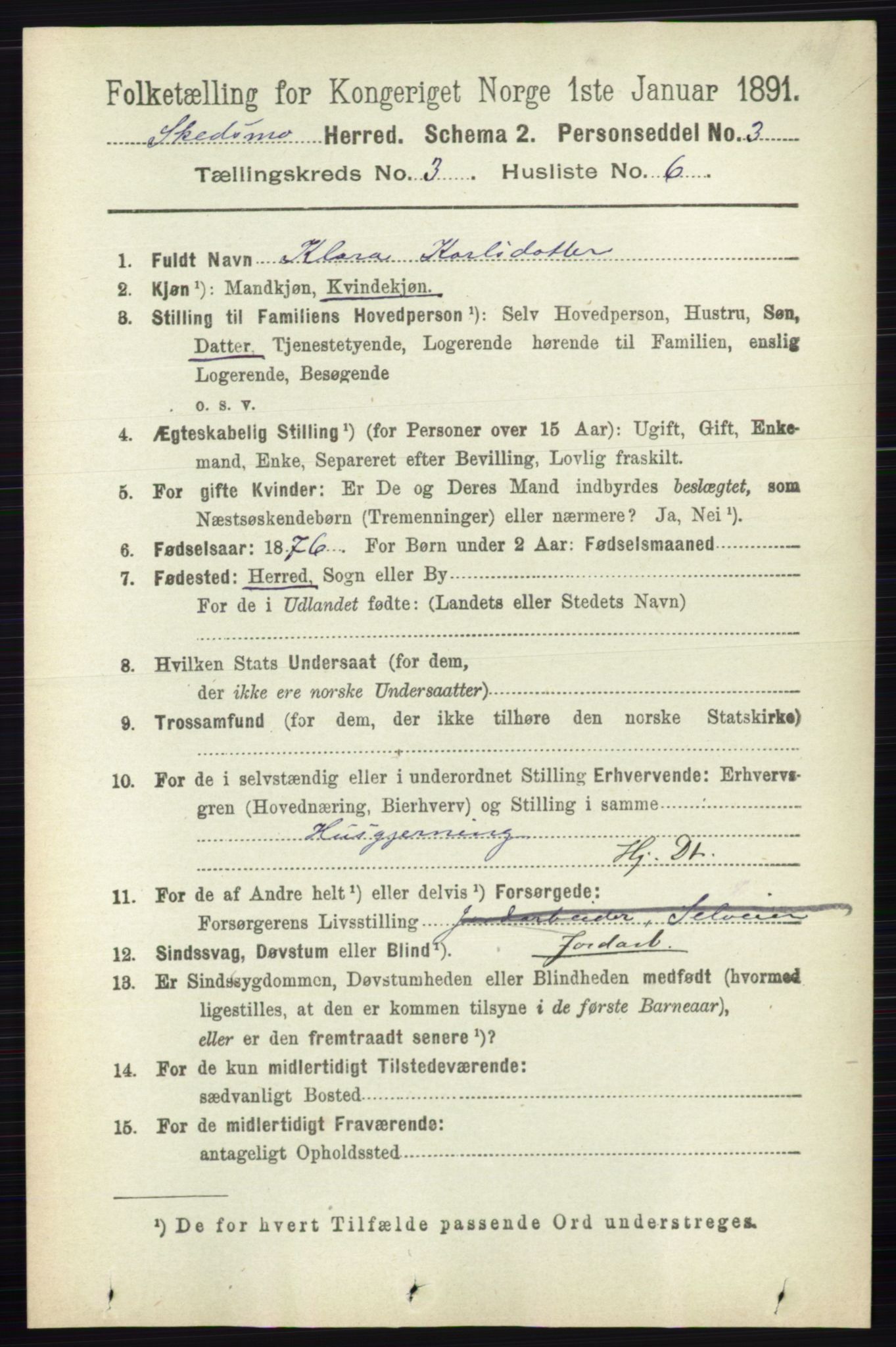 RA, 1891 census for 0231 Skedsmo, 1891, p. 1336
