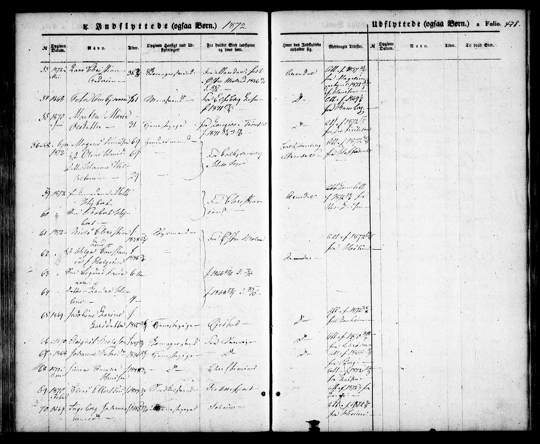 Arendal sokneprestkontor, Trefoldighet, AV/SAK-1111-0040/F/Fa/L0007: Parish register (official) no. A 7, 1868-1878, p. 478