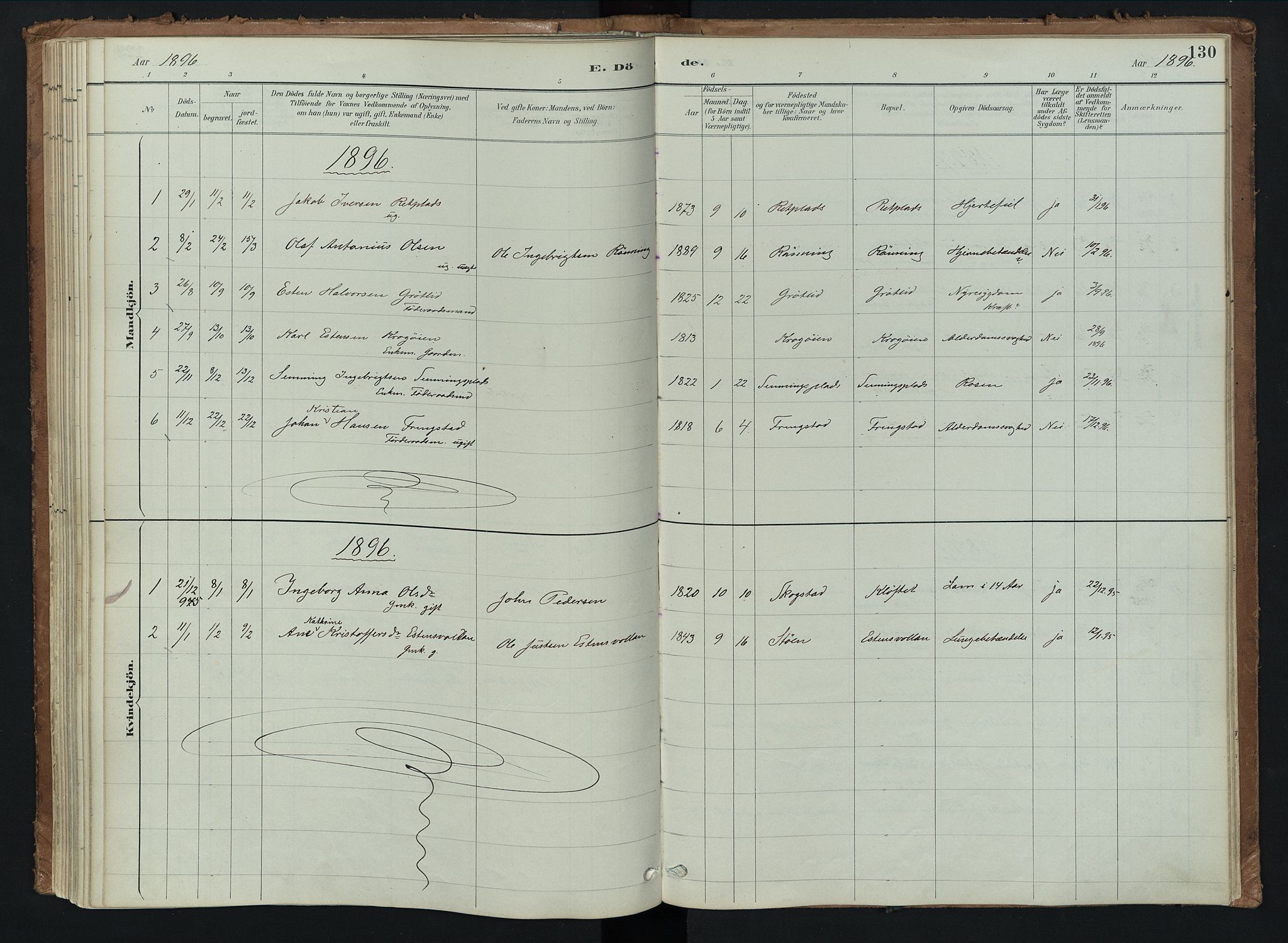 Kvikne prestekontor, AV/SAH-PREST-064/H/Ha/Haa/L0008: Parish register (official) no. 8, 1887-1911, p. 130