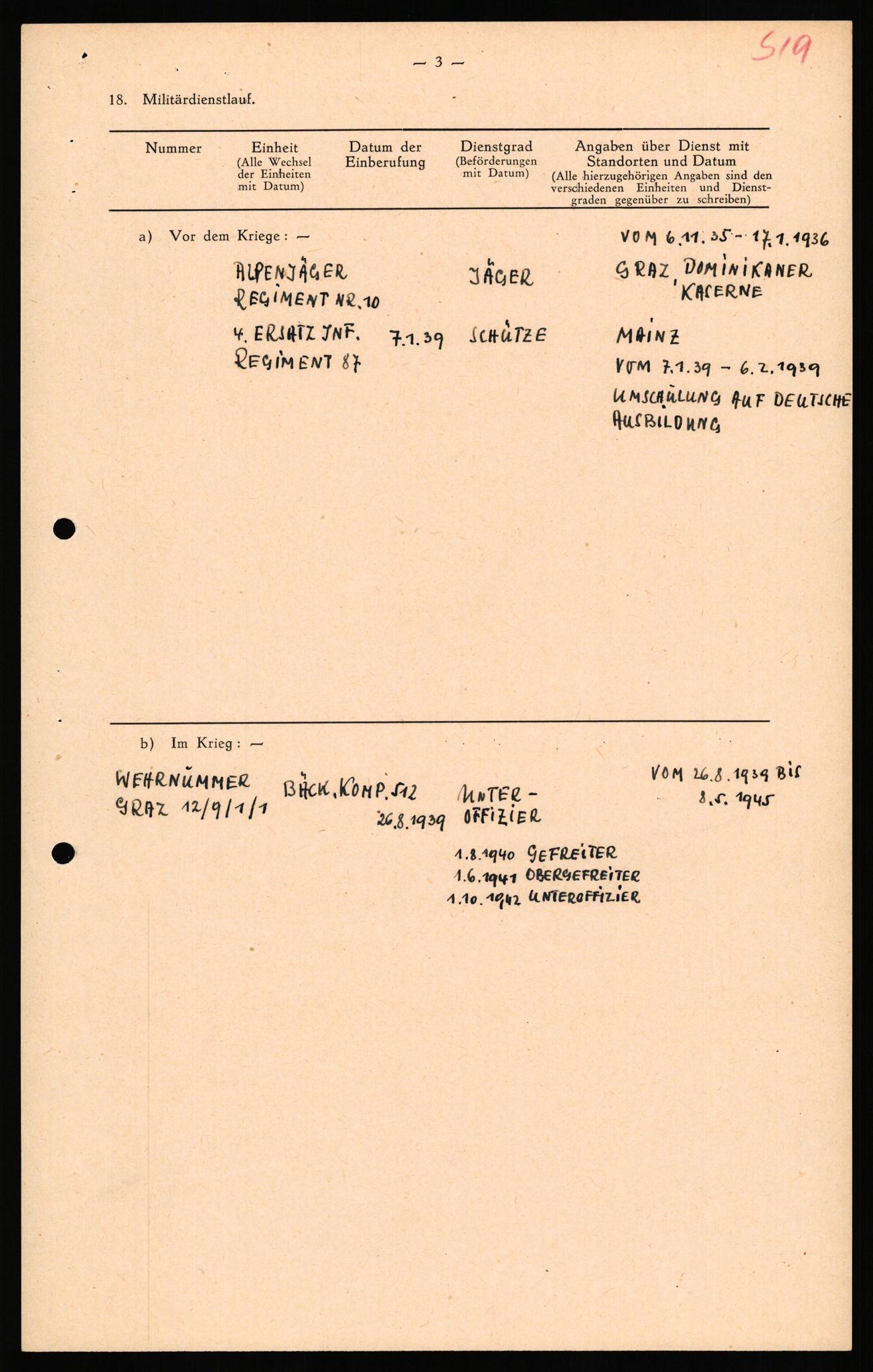 Forsvaret, Forsvarets overkommando II, AV/RA-RAFA-3915/D/Db/L0040: CI Questionaires. Tyske okkupasjonsstyrker i Norge. Østerrikere., 1945-1946, p. 186