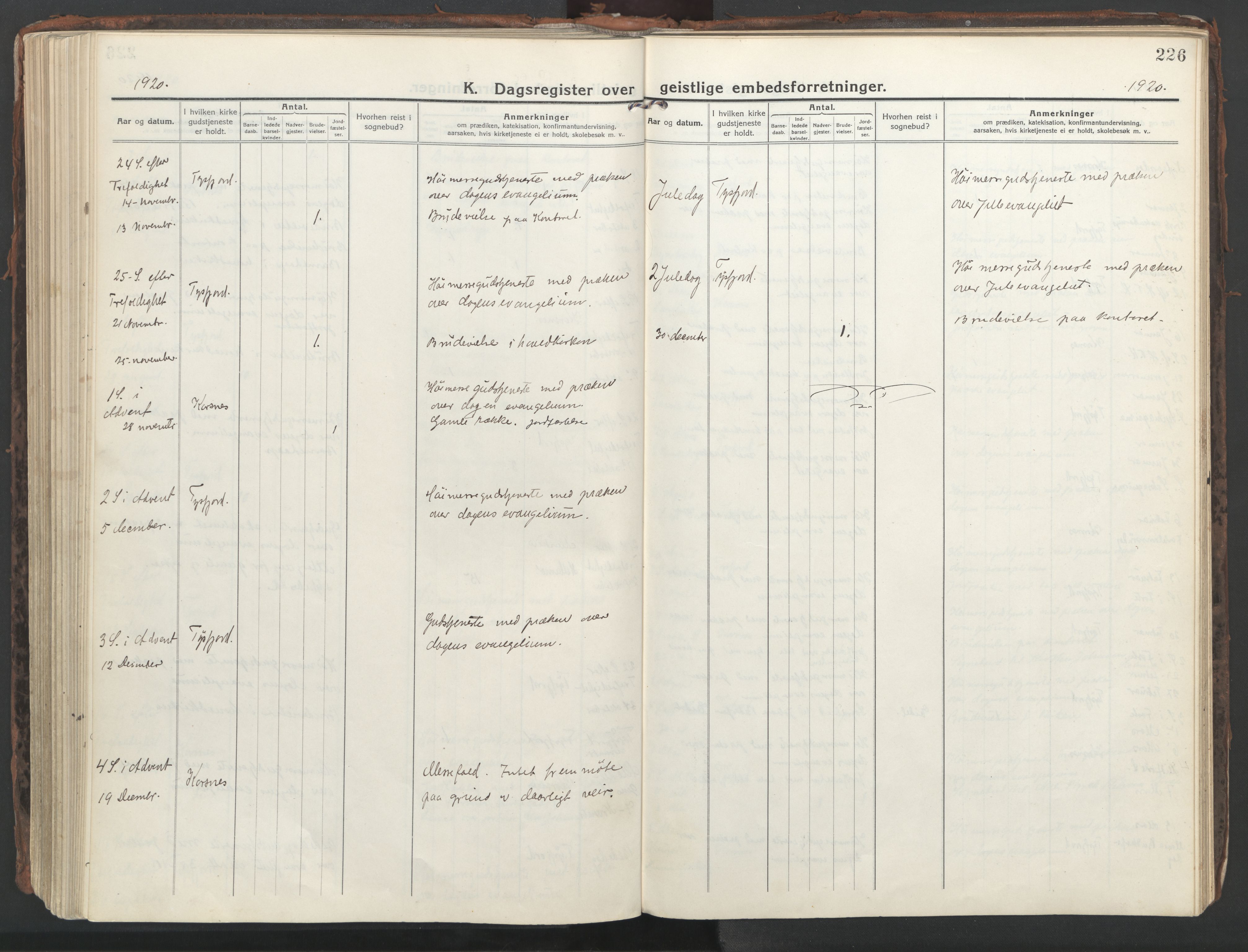 Ministerialprotokoller, klokkerbøker og fødselsregistre - Nordland, AV/SAT-A-1459/861/L0872: Parish register (official) no. 861A07, 1915-1924, p. 226