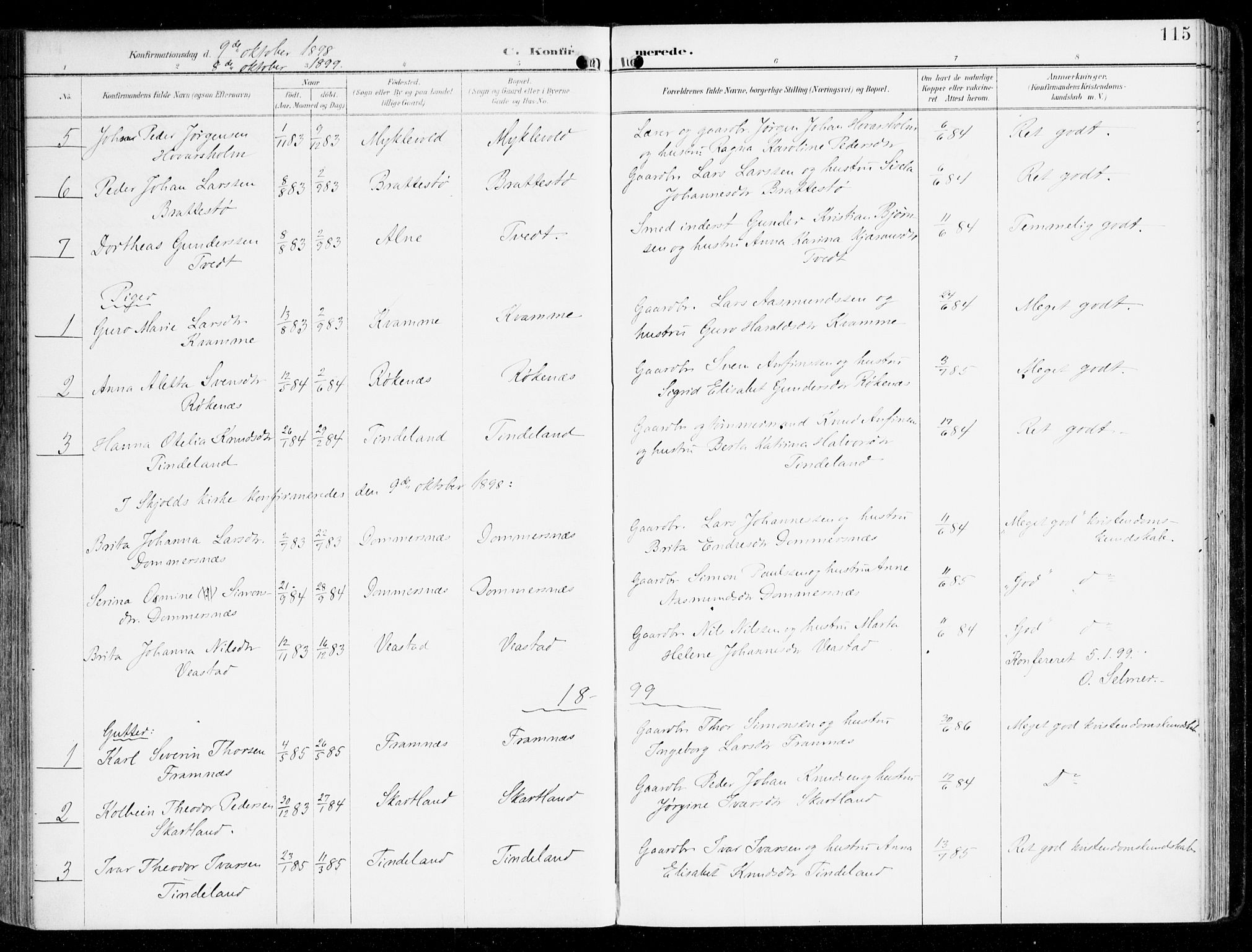 Sveio Sokneprestembete, SAB/A-78501/H/Haa: Parish register (official) no. D 2, 1894-1916, p. 115