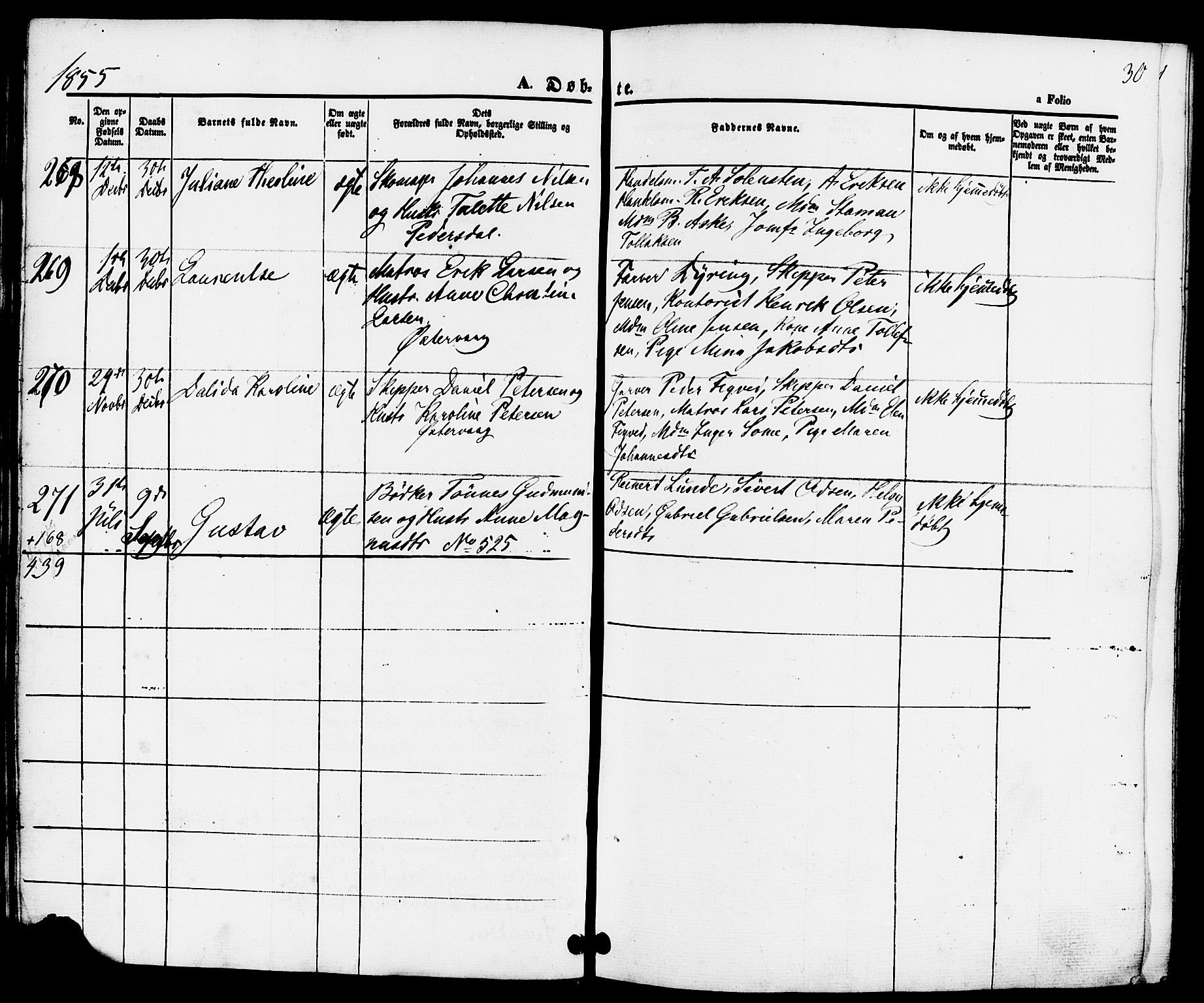 Domkirken sokneprestkontor, SAST/A-101812/001/30/30BB/L0010: Parish register (copy) no. B 10, 1855-1860, p. 30