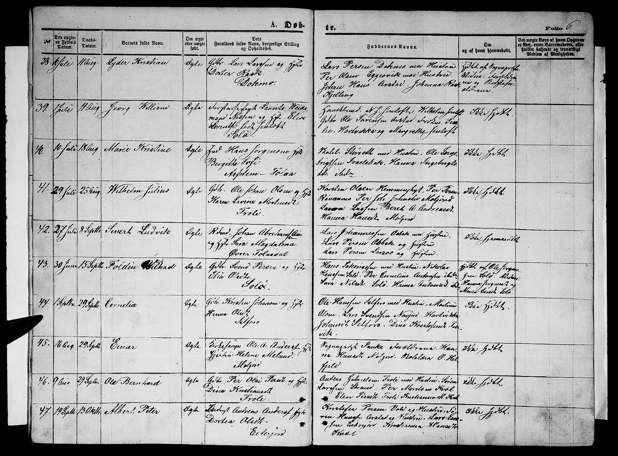 Ministerialprotokoller, klokkerbøker og fødselsregistre - Nordland, SAT/A-1459/846/L0653: Parish register (copy) no. 846C03, 1872-1887, p. 6