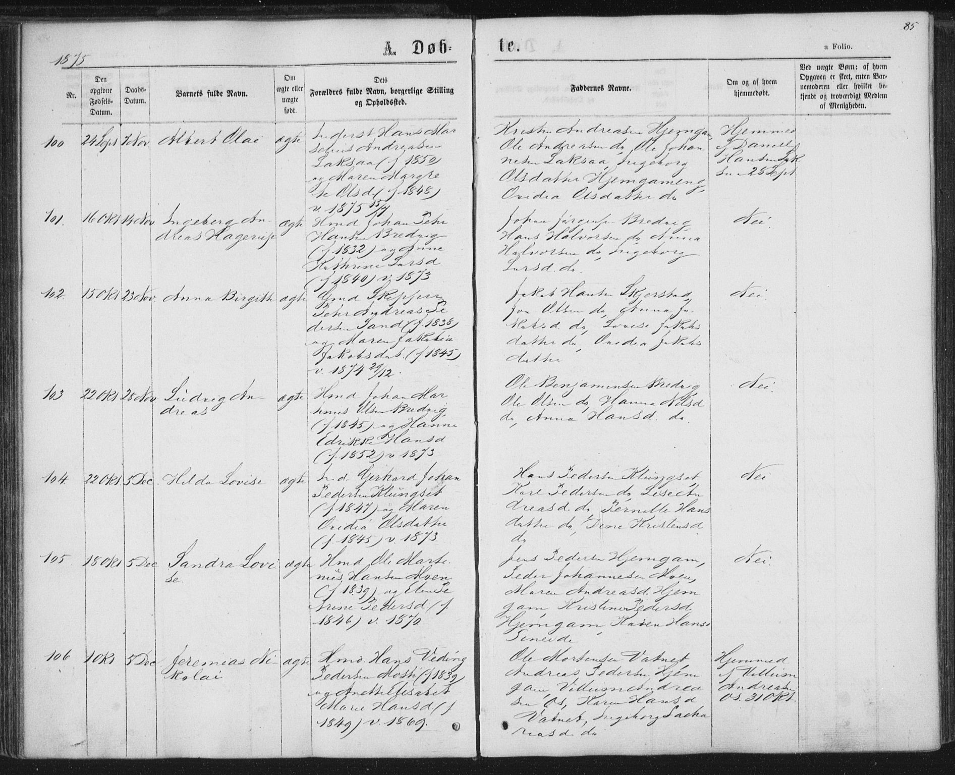 Ministerialprotokoller, klokkerbøker og fødselsregistre - Nordland, SAT/A-1459/852/L0739: Parish register (official) no. 852A09, 1866-1877, p. 85