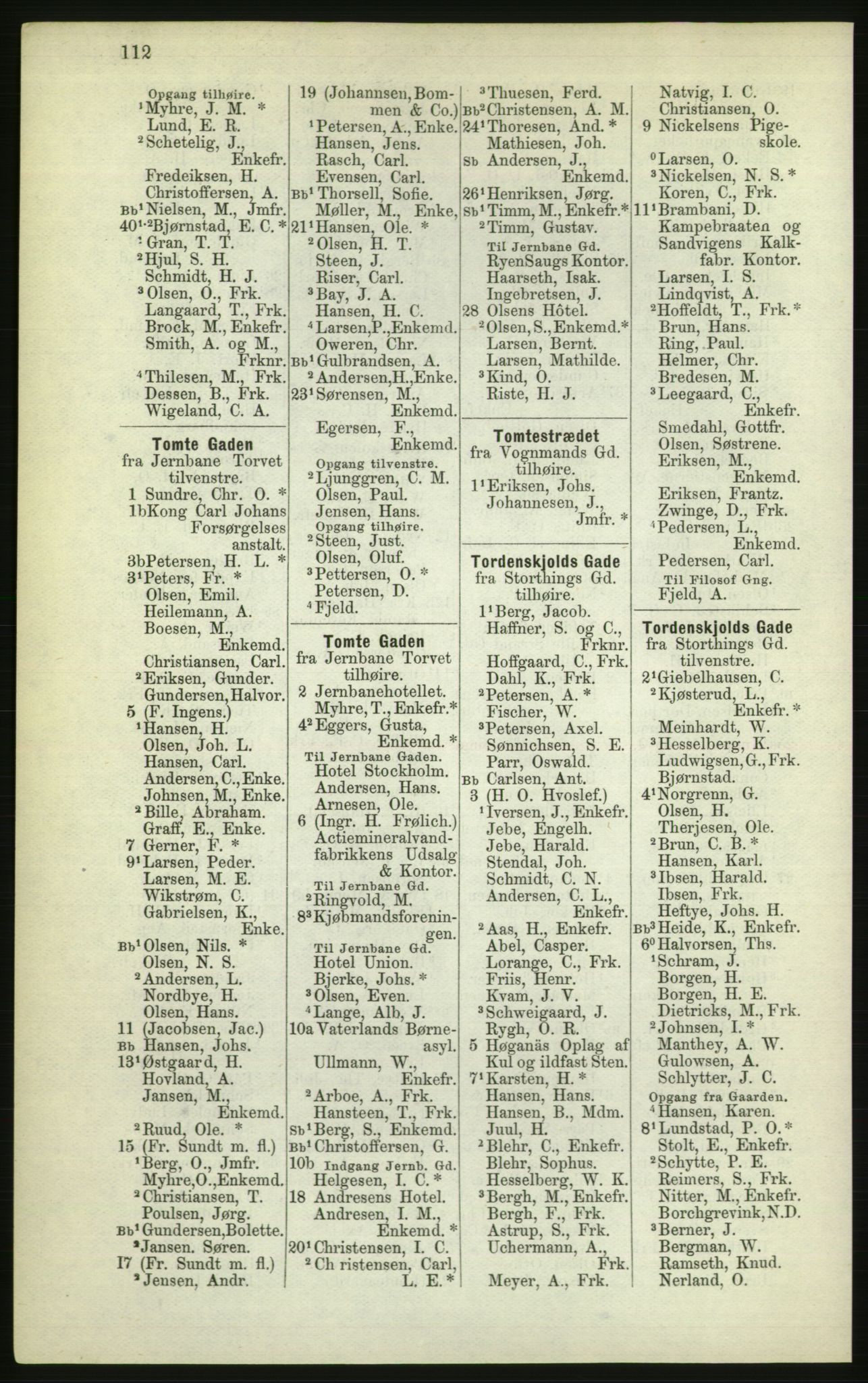 Kristiania/Oslo adressebok, PUBL/-, 1882, p. 112