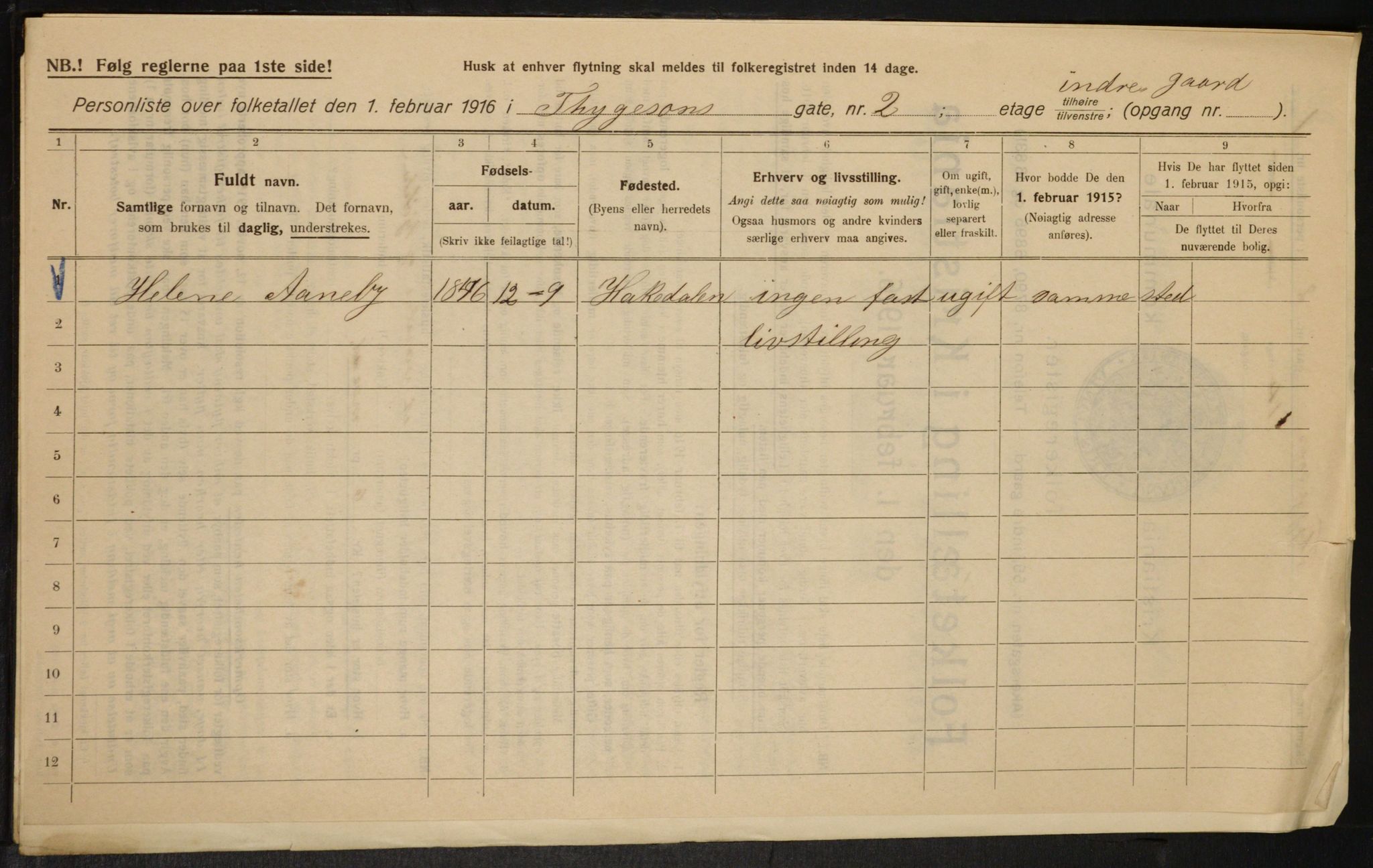 OBA, Municipal Census 1916 for Kristiania, 1916, p. 114612