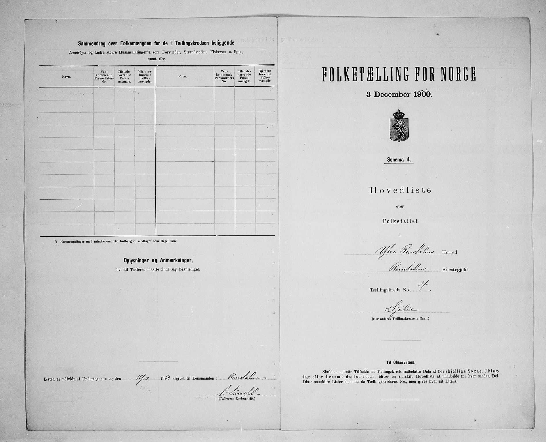 SAH, 1900 census for Ytre Rendal, 1900, p. 17