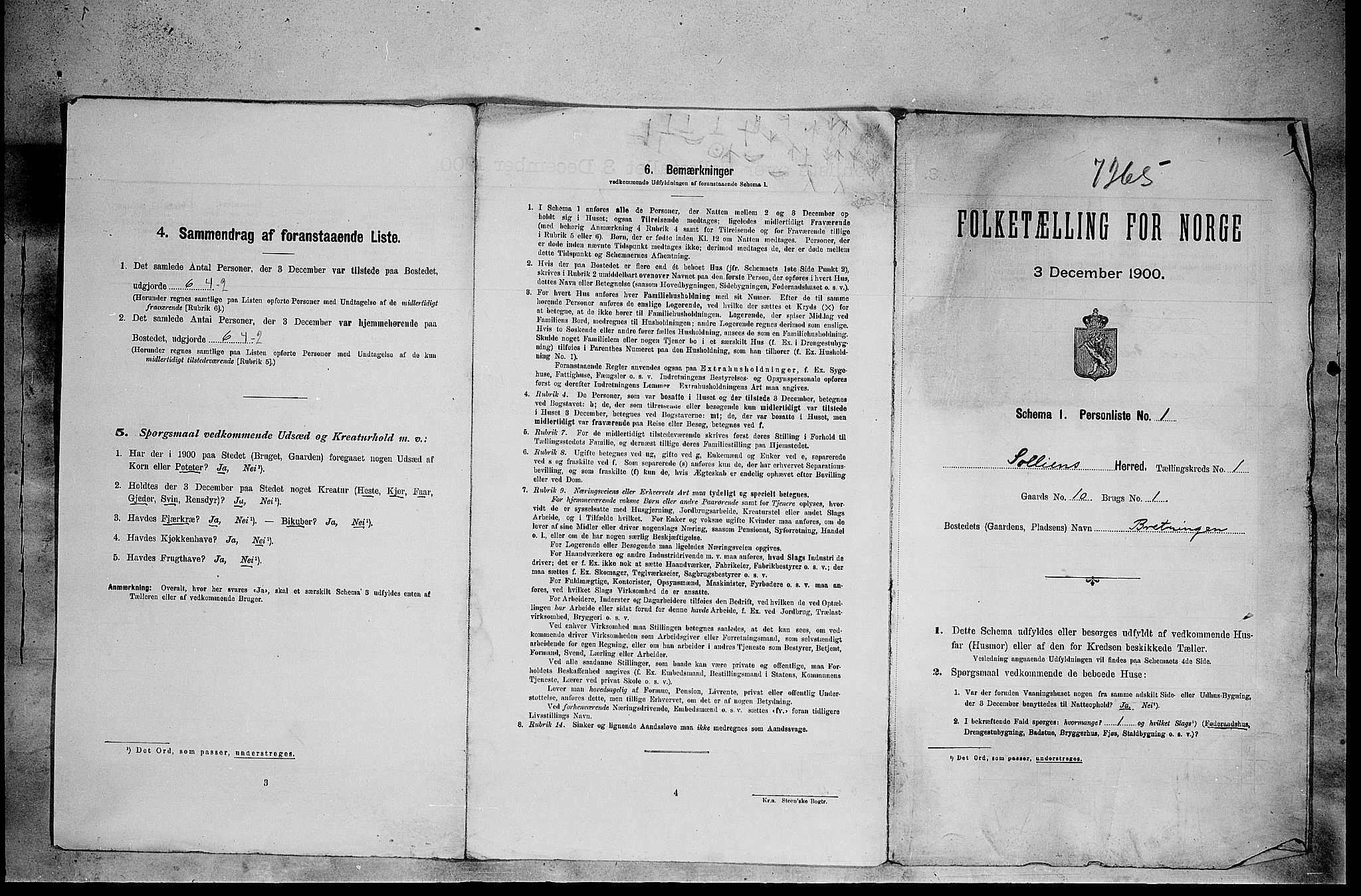 SAH, 1900 census for Sollia, 1900, p. 15