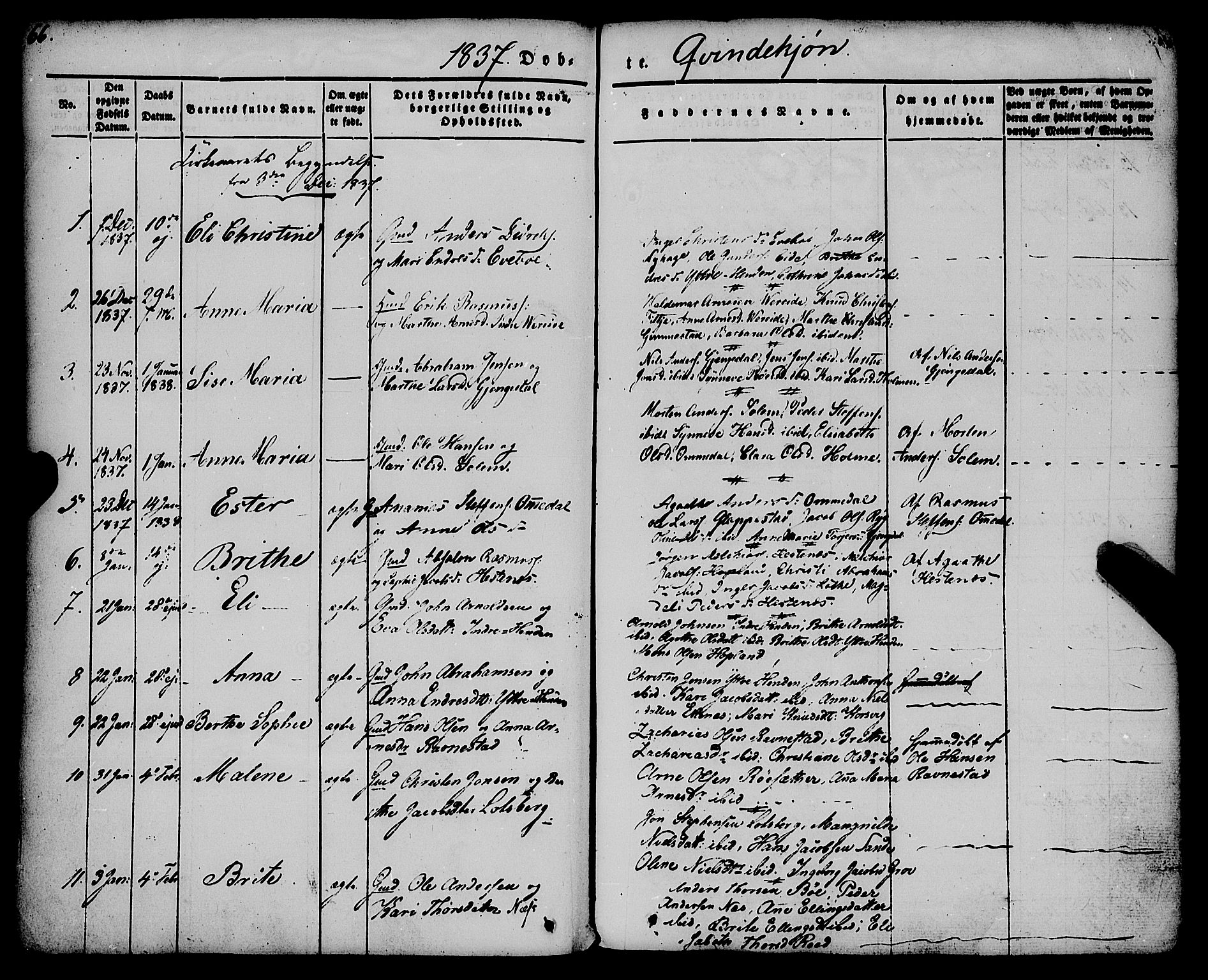 Gloppen sokneprestembete, AV/SAB-A-80101/H/Haa/Haaa/L0008: Parish register (official) no. A 8, 1837-1855, p. 66