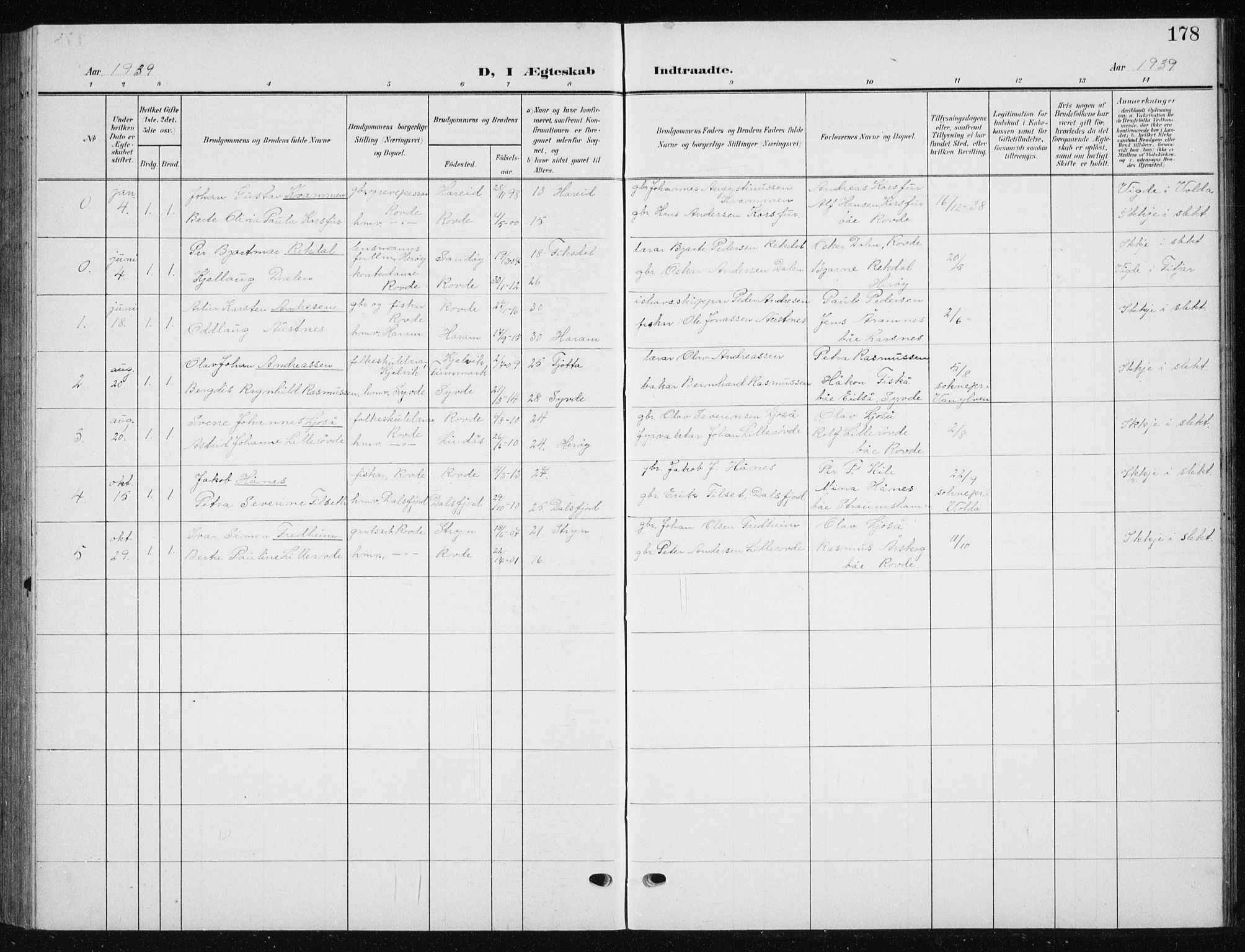 Ministerialprotokoller, klokkerbøker og fødselsregistre - Møre og Romsdal, AV/SAT-A-1454/504/L0061: Parish register (copy) no. 504C03, 1902-1940, p. 178