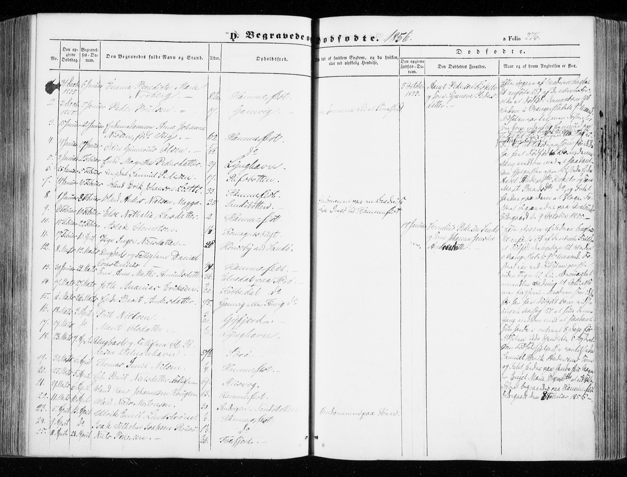 Hammerfest sokneprestkontor, SATØ/S-1347/H/Ha/L0004.kirke: Parish register (official) no. 4, 1843-1856, p. 276