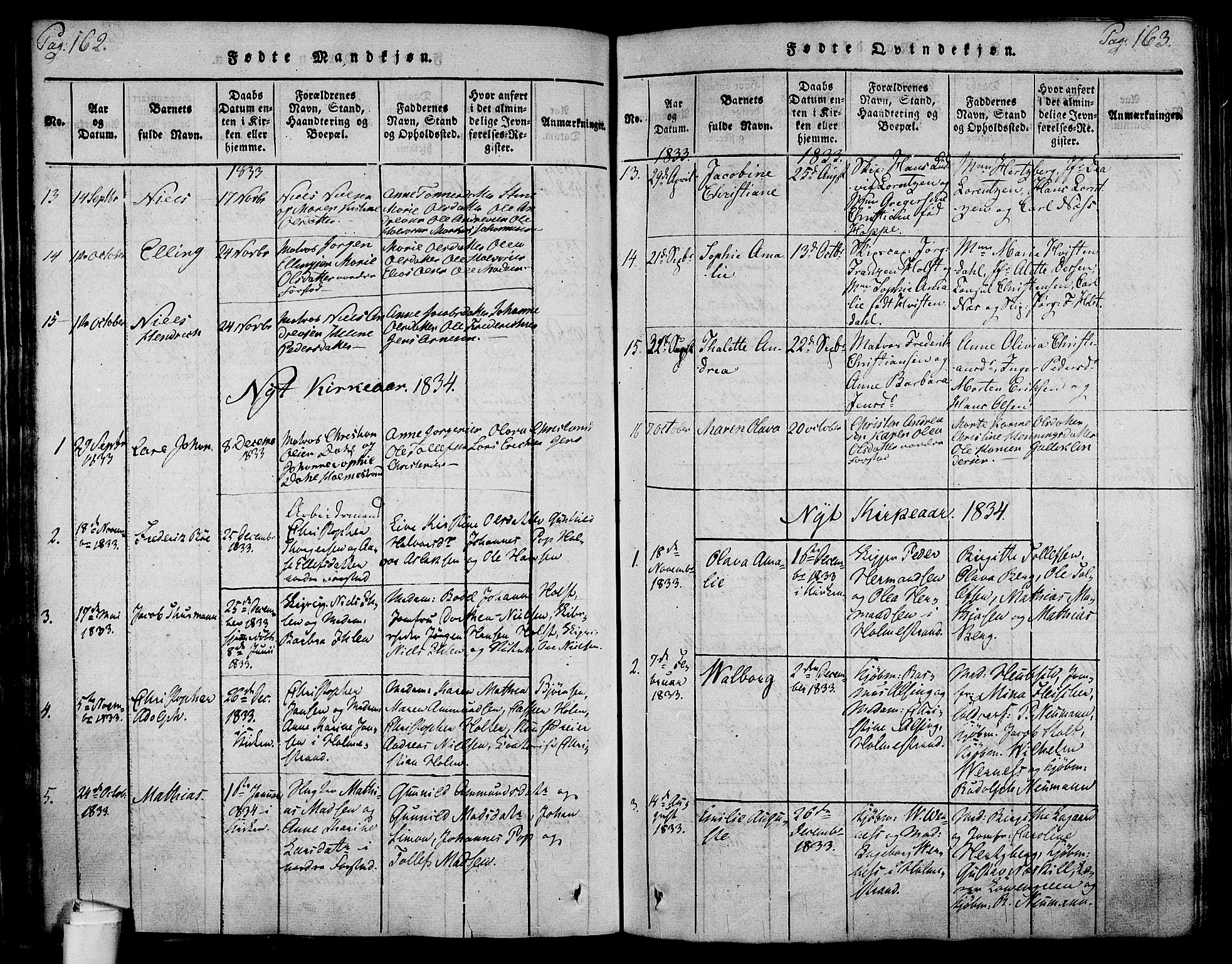 Holmestrand kirkebøker, SAKO/A-346/F/Fa/L0001: Parish register (official) no. 1, 1814-1840, p. 162-163