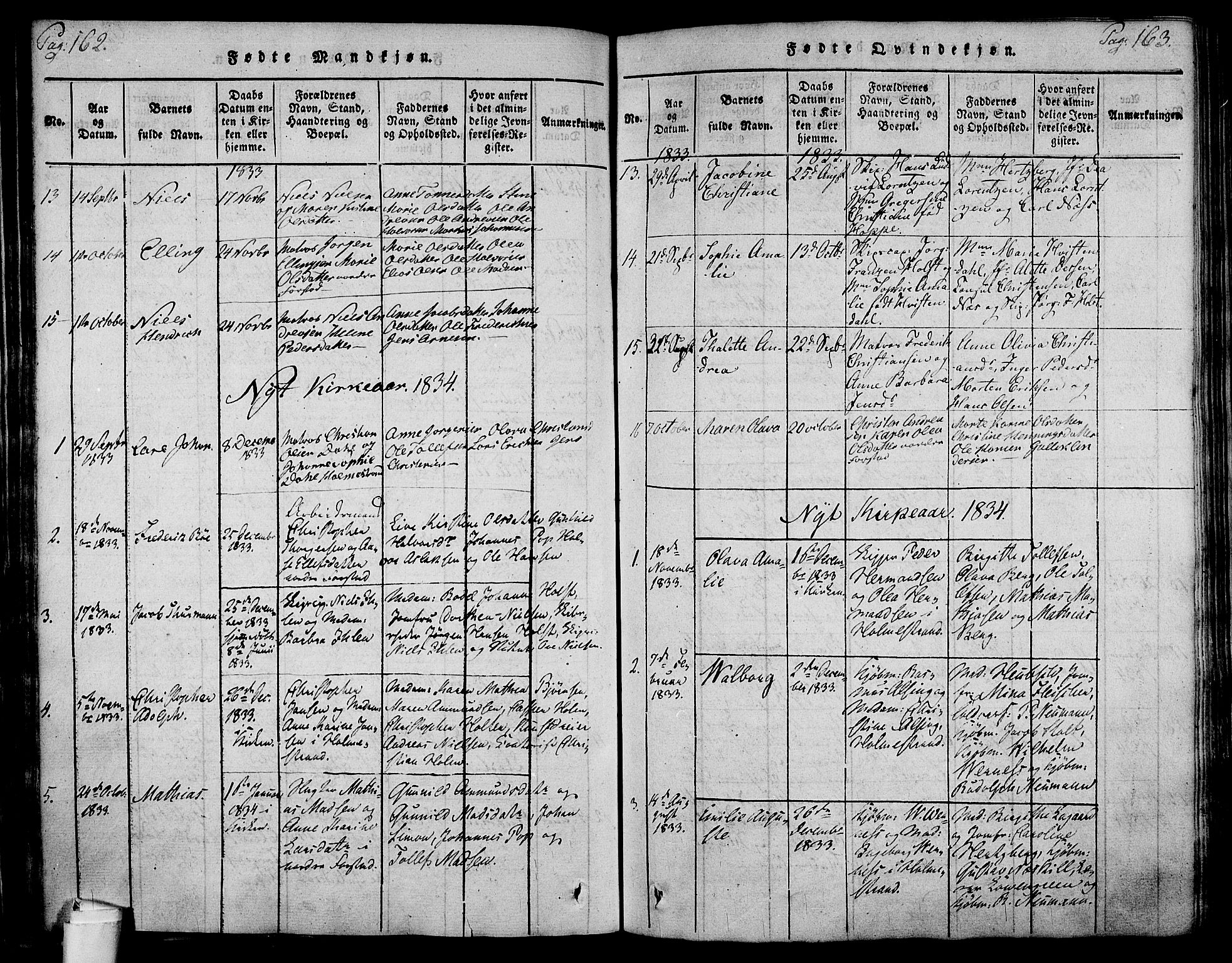 Holmestrand kirkebøker, AV/SAKO-A-346/F/Fa/L0001: Parish register (official) no. 1, 1814-1840, p. 162-163