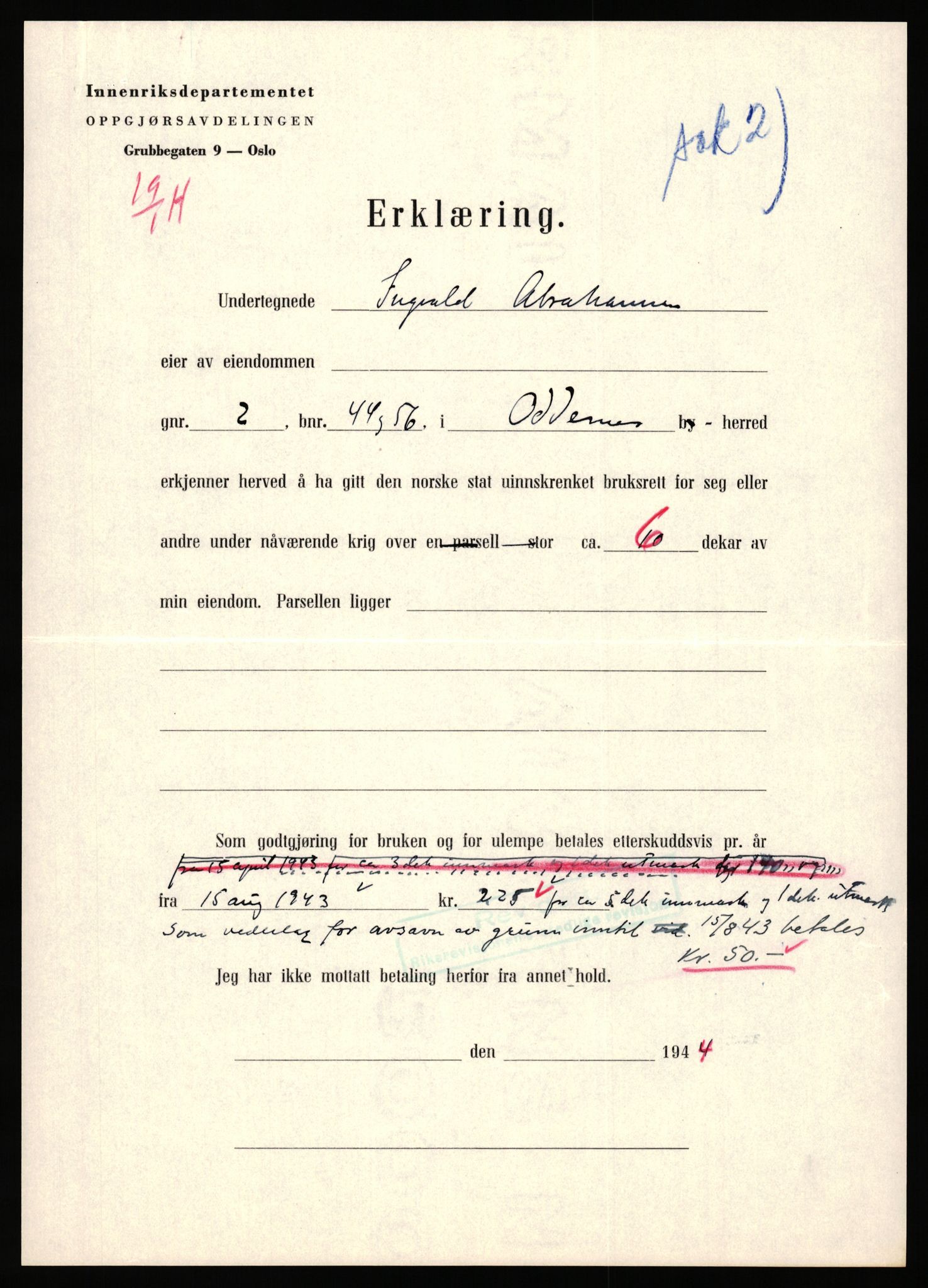 Forsvarsdepartementet, 10. kontor / Oppgjørskontoret, AV/RA-RAFA-1225/D/Da/L0062: Laksevika batteri, Kristiansand; Laksevåg ubåtbunker, Bergen, 1940-1962, p. 69