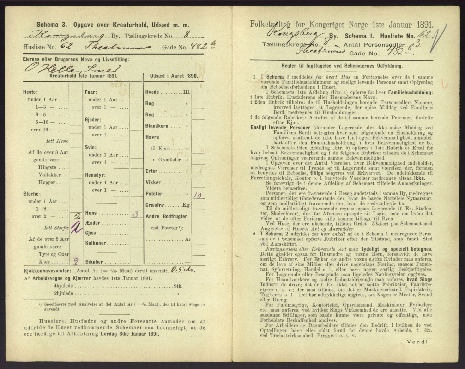 RA, 1891 census for 0604 Kongsberg, 1891, p. 1215