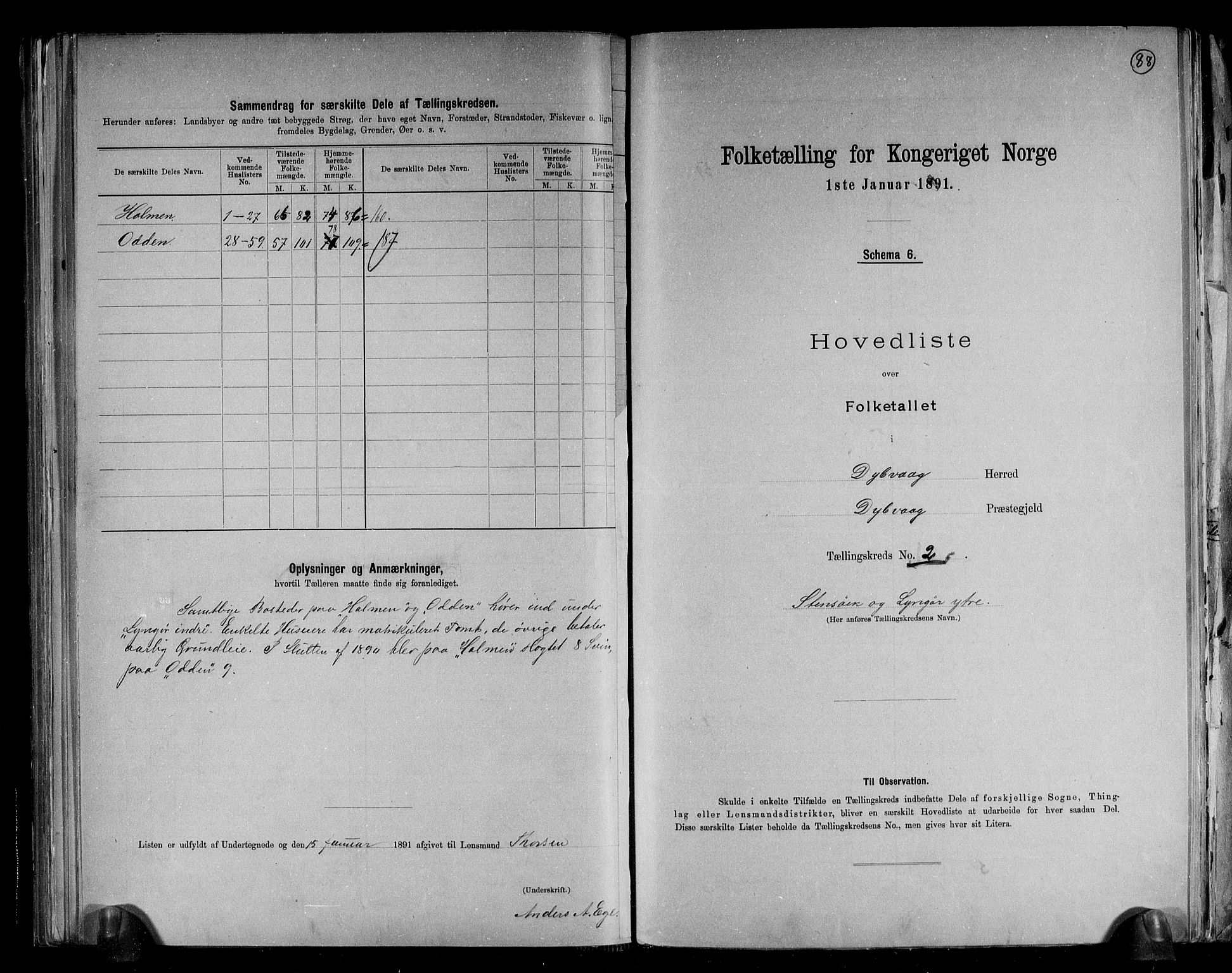 RA, 1891 census for 0915 Dypvåg, 1891, p. 8