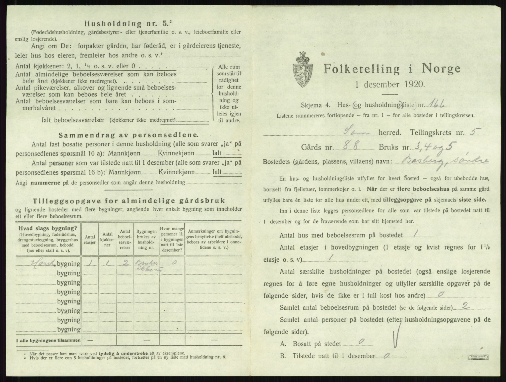 SAKO, 1920 census for Sem, 1920, p. 1224