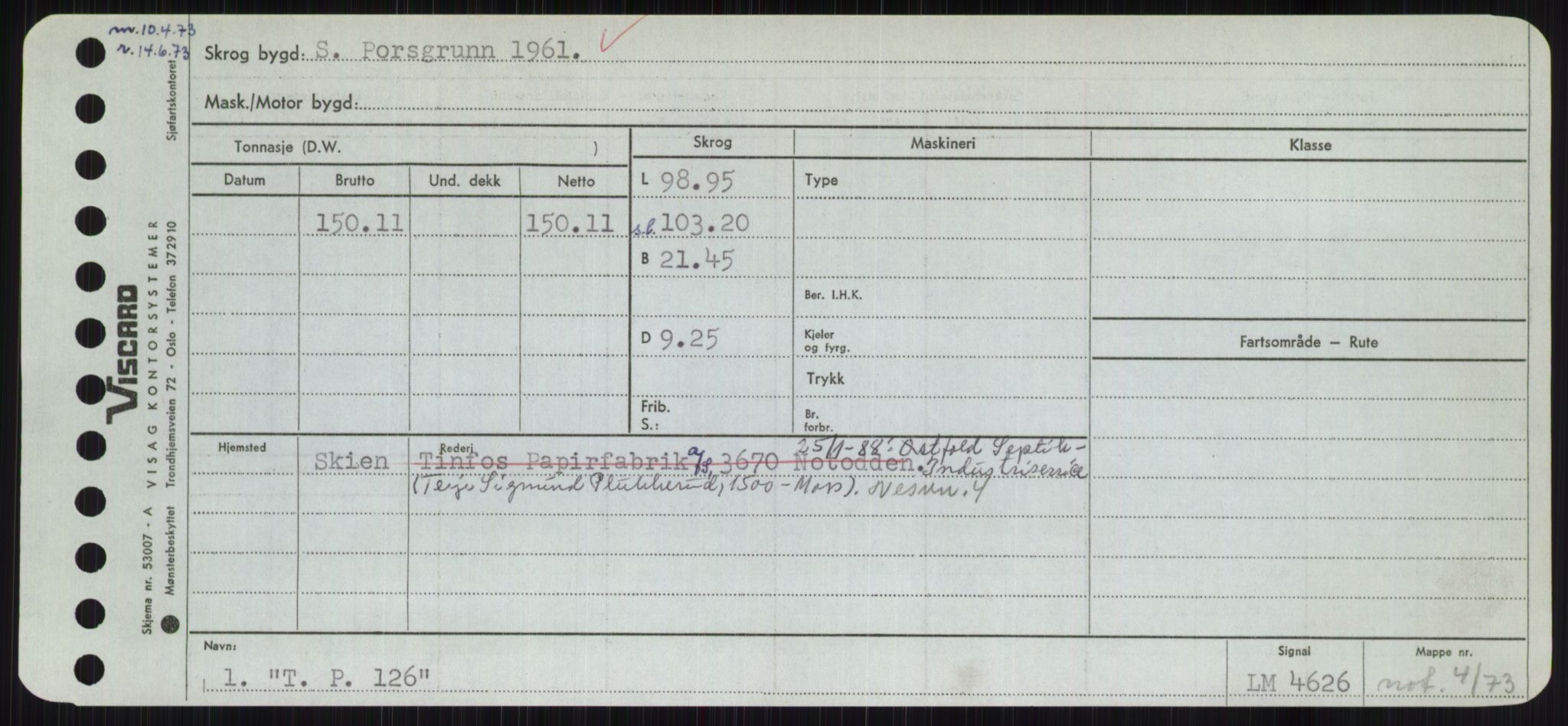 Sjøfartsdirektoratet med forløpere, Skipsmålingen, RA/S-1627/H/Hc/L0001: Lektere, A-Y, p. 457