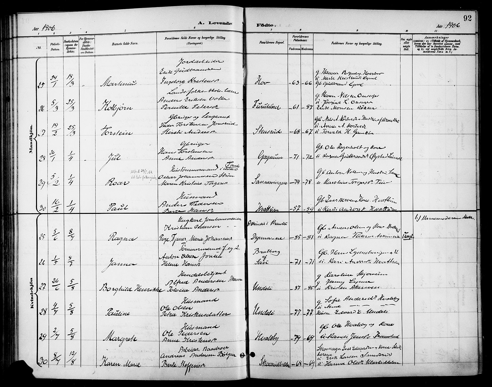 Gran prestekontor, AV/SAH-PREST-112/H/Ha/Haa/L0019: Parish register (official) no. 19, 1898-1907, p. 92