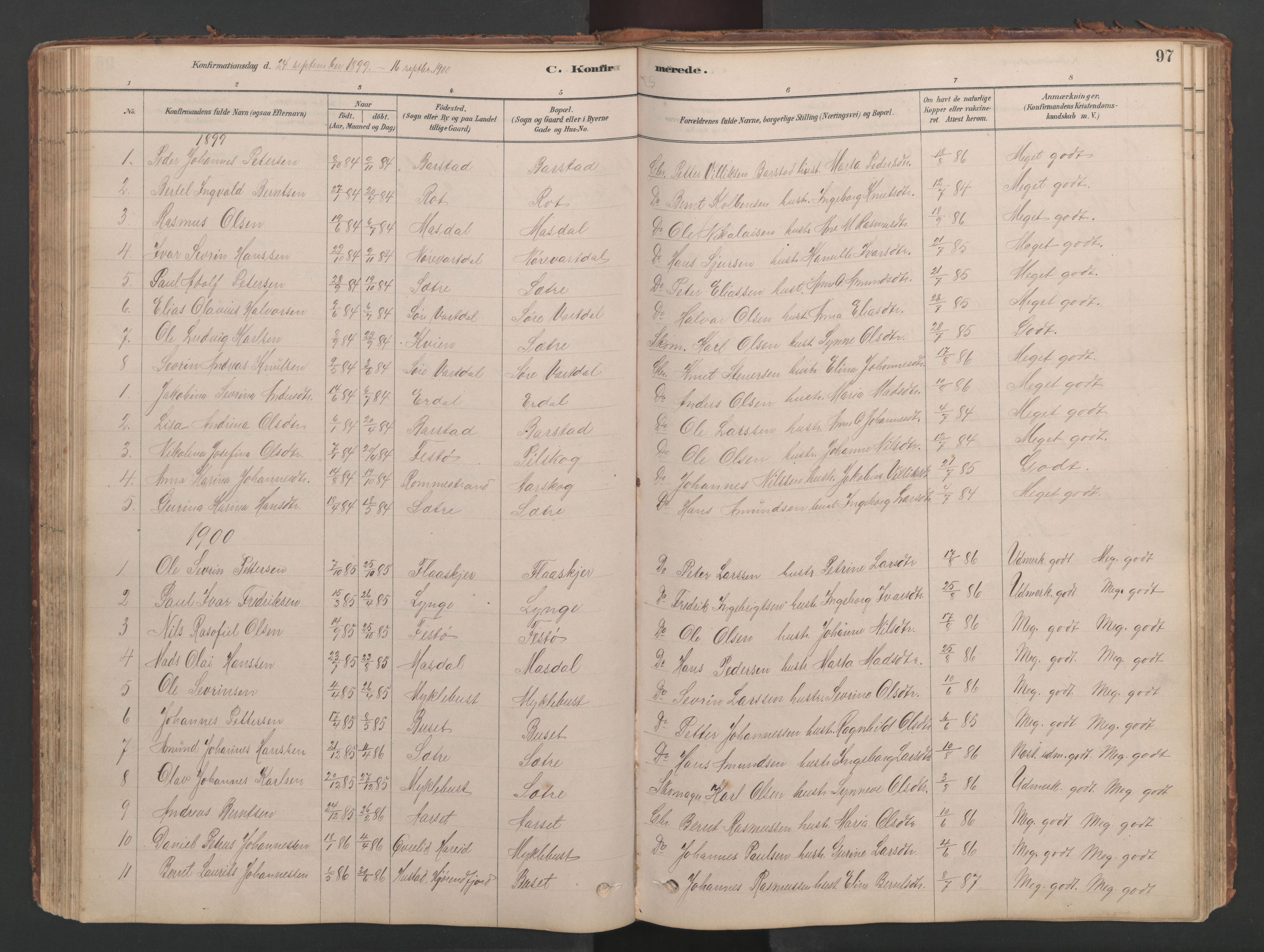 Ministerialprotokoller, klokkerbøker og fødselsregistre - Møre og Romsdal, SAT/A-1454/514/L0201: Parish register (copy) no. 514C01, 1878-1919, p. 97