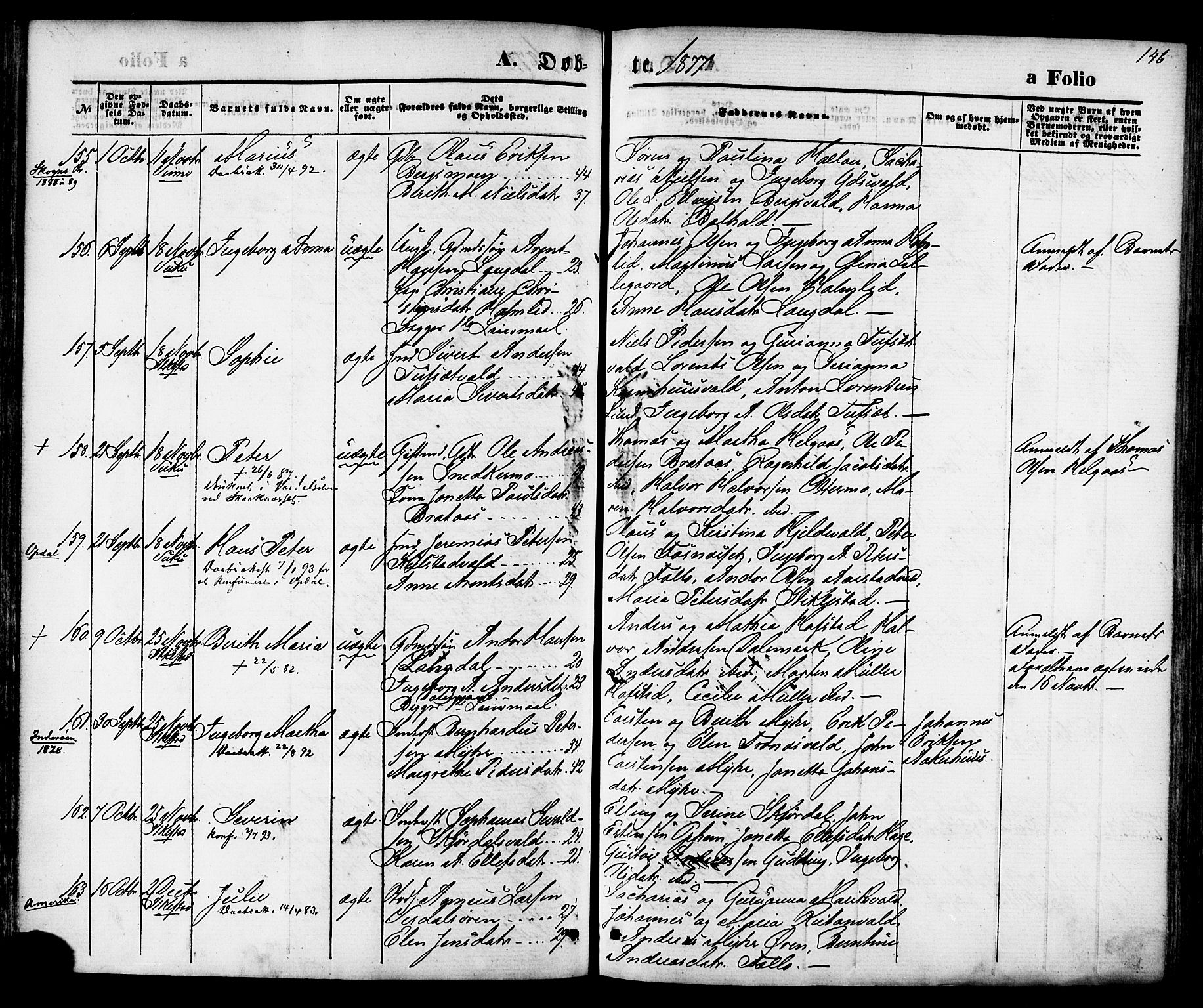 Ministerialprotokoller, klokkerbøker og fødselsregistre - Nord-Trøndelag, SAT/A-1458/723/L0242: Parish register (official) no. 723A11, 1870-1880, p. 146