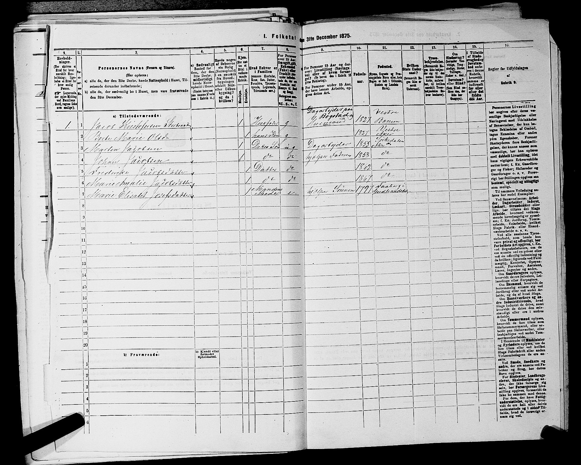 RA, 1875 census for 0218aP Vestre Aker, 1875, p. 806