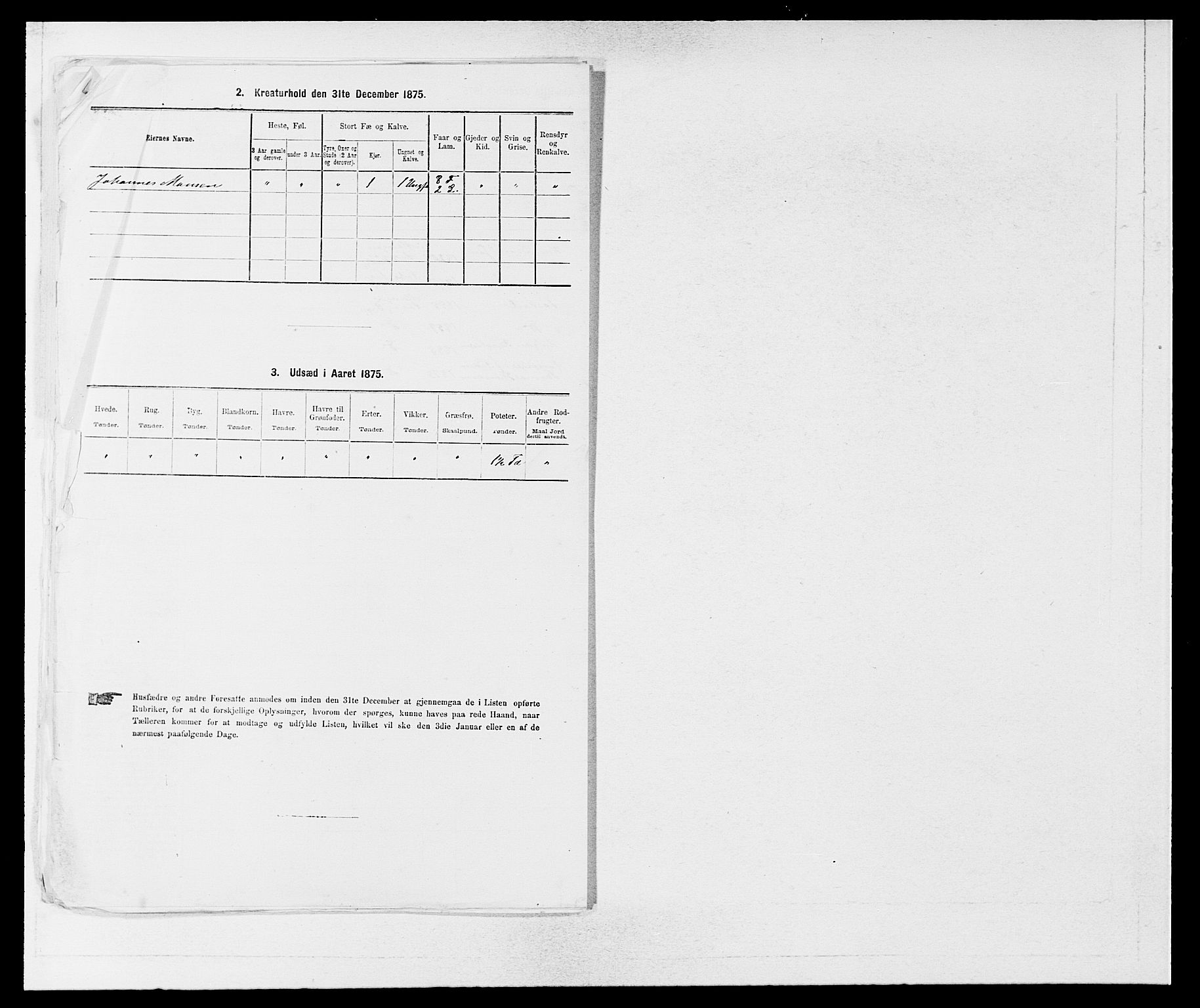 SAB, 1875 census for 1261P Manger, 1875, p. 703